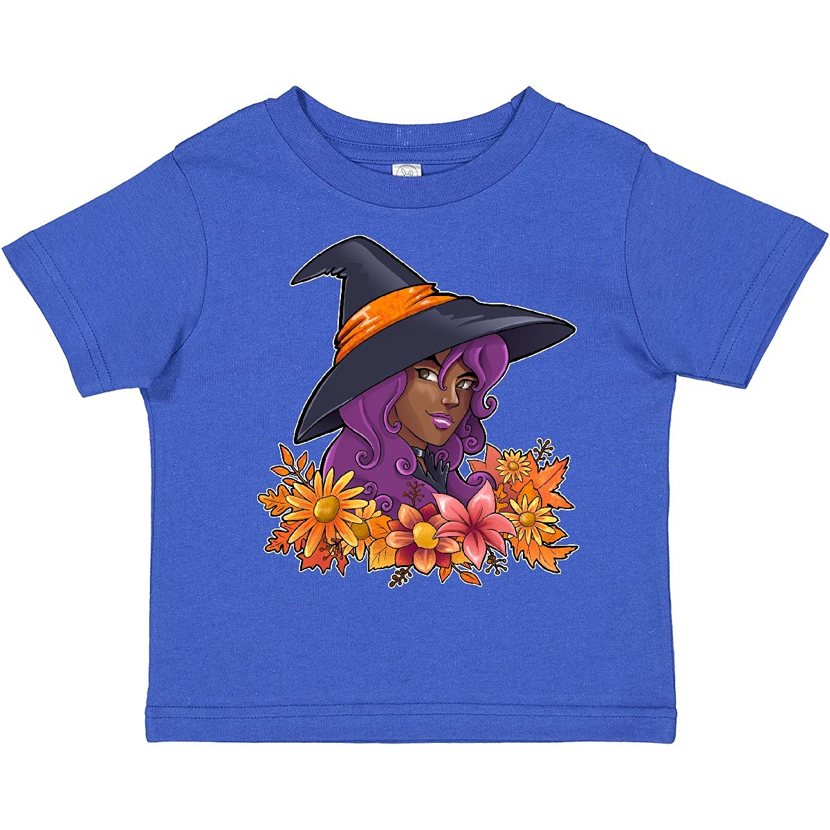 Inktastic Witch with Autumn Flowers and Leaves Toddler T-Shirt - Cute Halloween Costume for Baby Girls & Boys - Perfect for Fall Festivals, Trick-or-Treating & Pumpkin Patch Photos