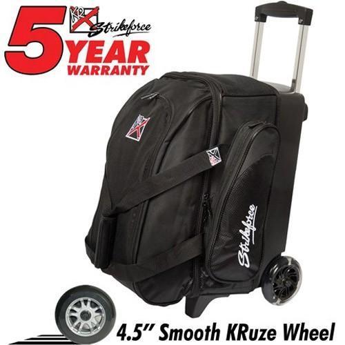KR Strikeforce Cruiser Smooth Double Roller Black Bowling Bag - Durable & Lightweight for League Play & Tournaments - Perfect for Bowling Enthusiasts & Pro Players