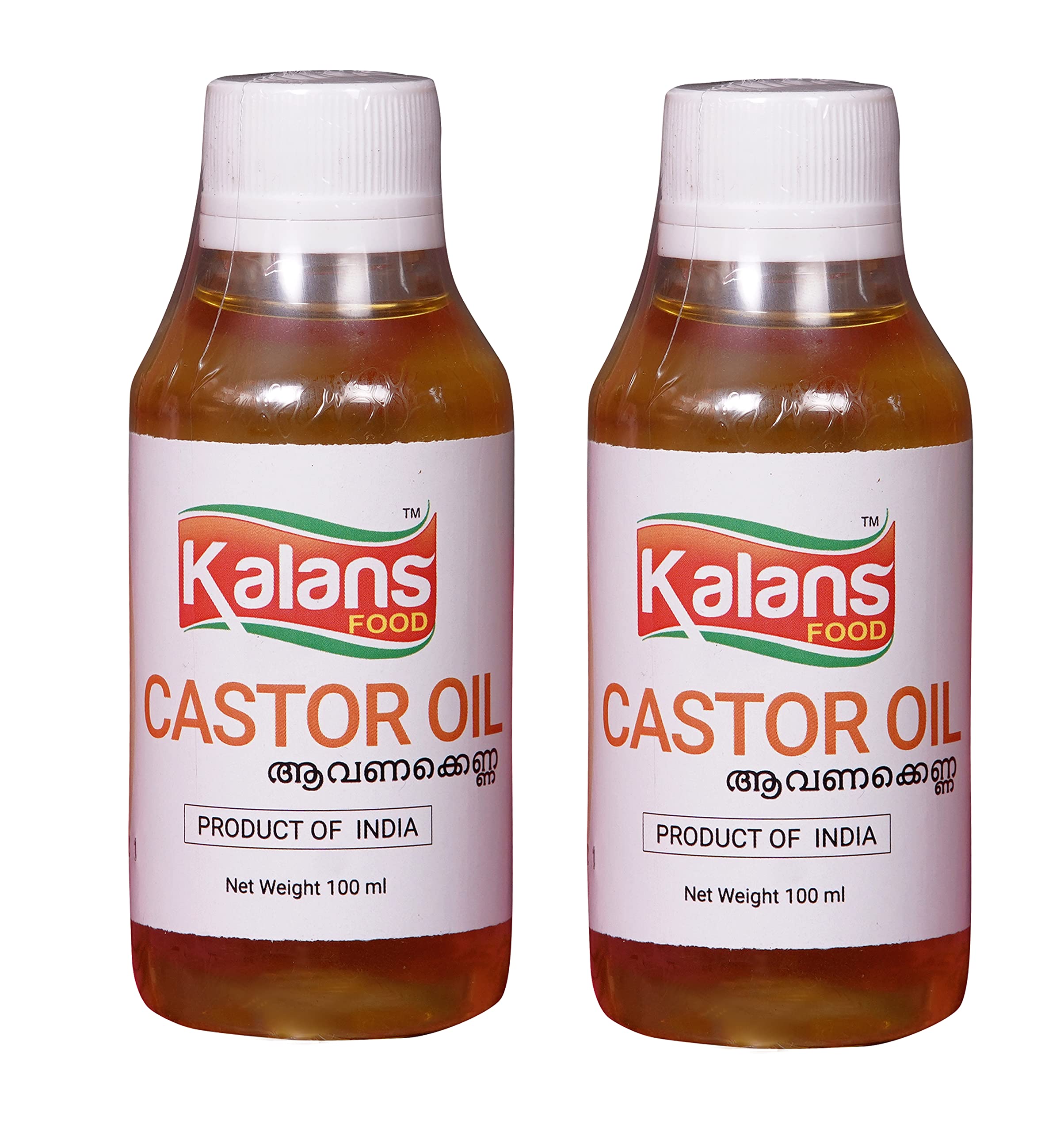 Kalans 100% Pure Refined Castor Oil - 100 ML (Pack of 2) for Hair Growth, Skin Care & Eyelash Treatment | Natural Moisturizer for Face, Body & Scalp
