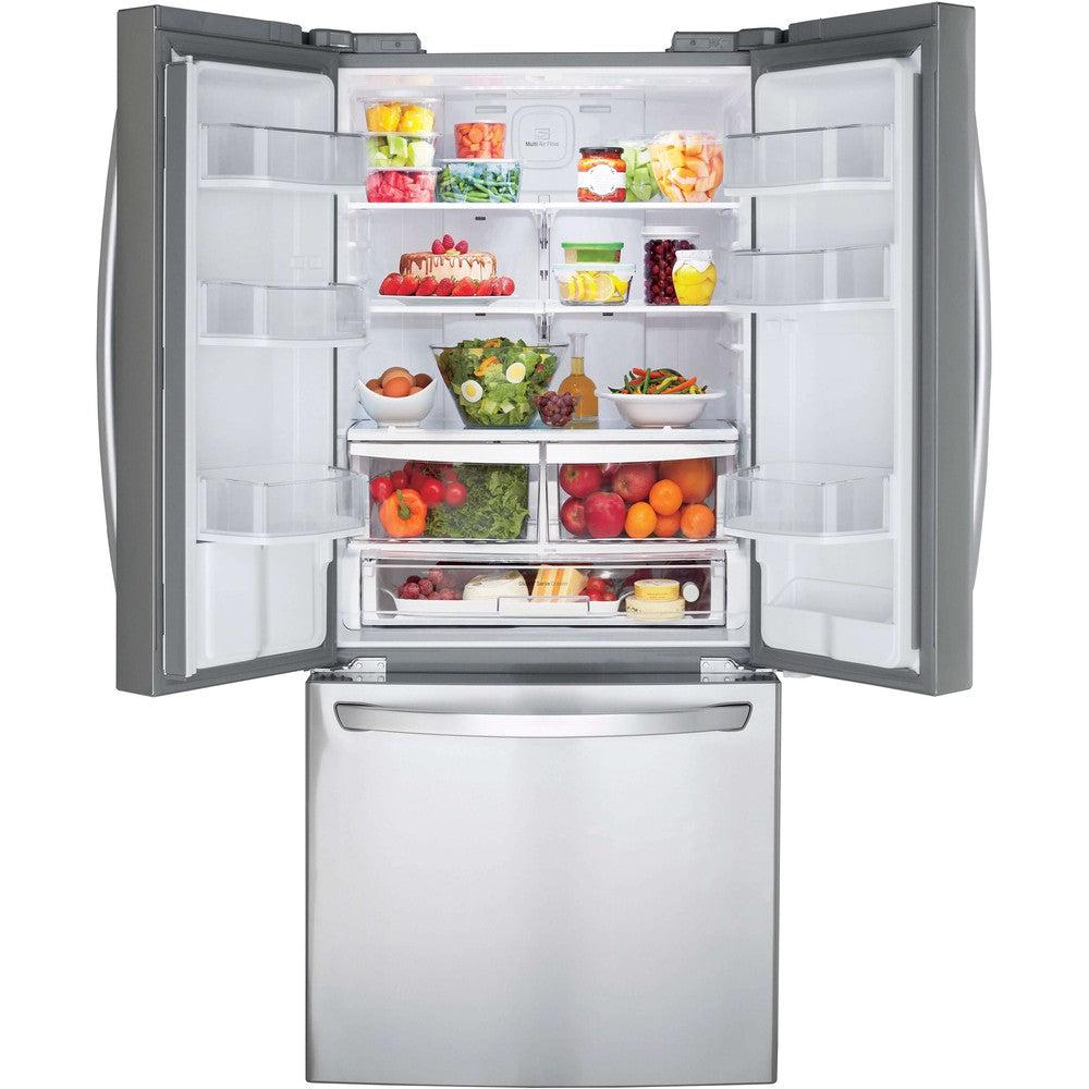 LG LFDS22520S 30-Inch 3-Door French Door Refrigerator - 22 Cu. Ft. Stainless Steel Smart Counter-Depth Fridge with Door-in-Door & Ice Maker - Perfect for Modern Kitchens & Open Floor Plans