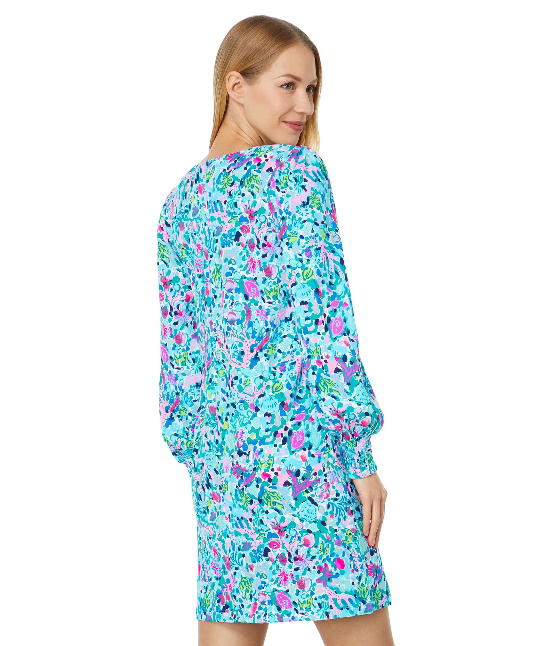 Lilly Pulitzer Diann Dress for Women - Blouson Sleeves with Smocked Cuffs, Flowy Summer Dress for Beach, Vacation & Outdoor Parties | Cute & Comfortable
