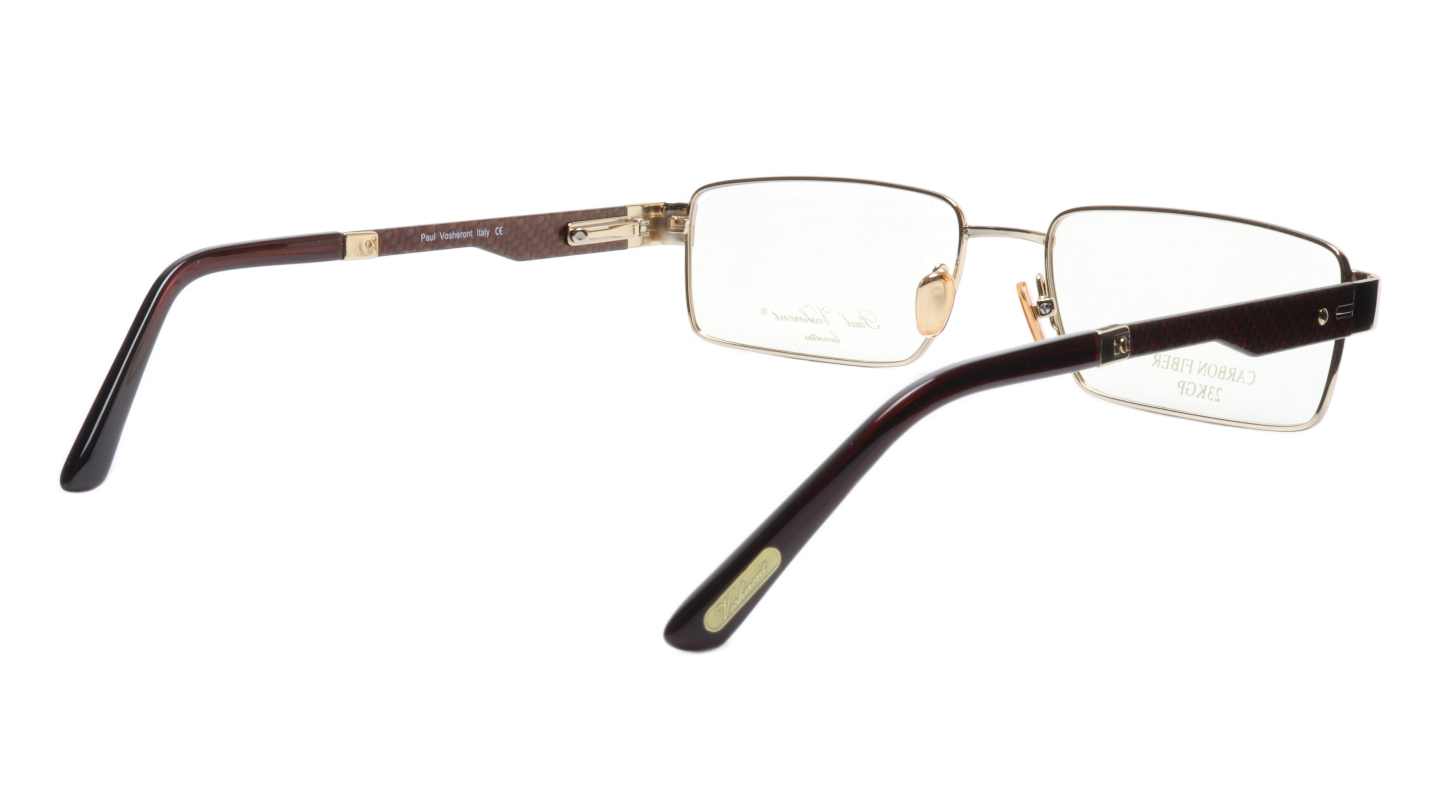 Paul Vosheront PV314 C1 Gold Plated Carbon Eyeglass Frames - Italian Made 57-17-145 Size - Lightweight & Durable for Men & Women - Perfect for Office, Reading & Fashion Accessories