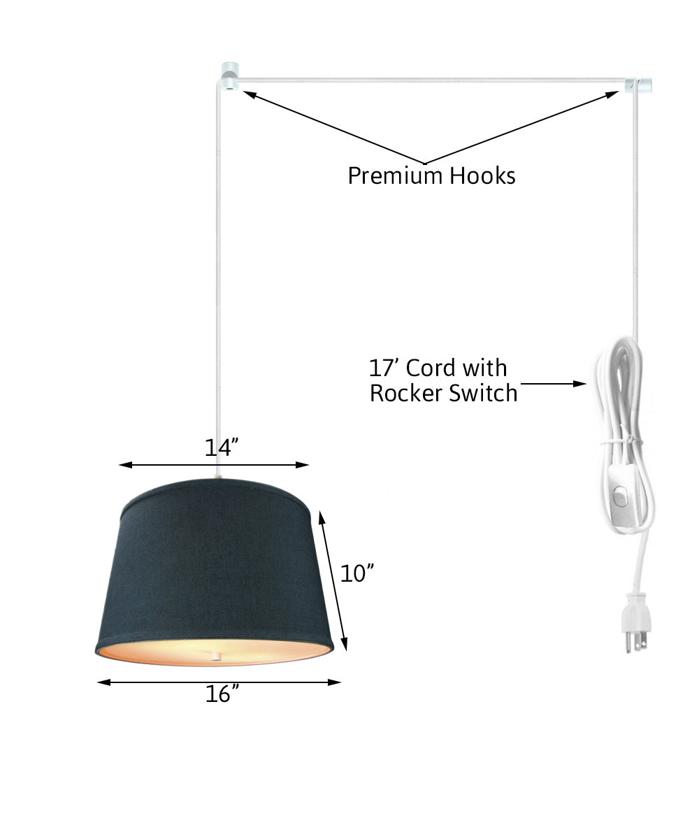 10W 2-Light Plug-In Pendant Light with White Cord - Textured Slate Blue Shade & Diffuser for Kitchen Island, Dining Room or Bedroom Lighting