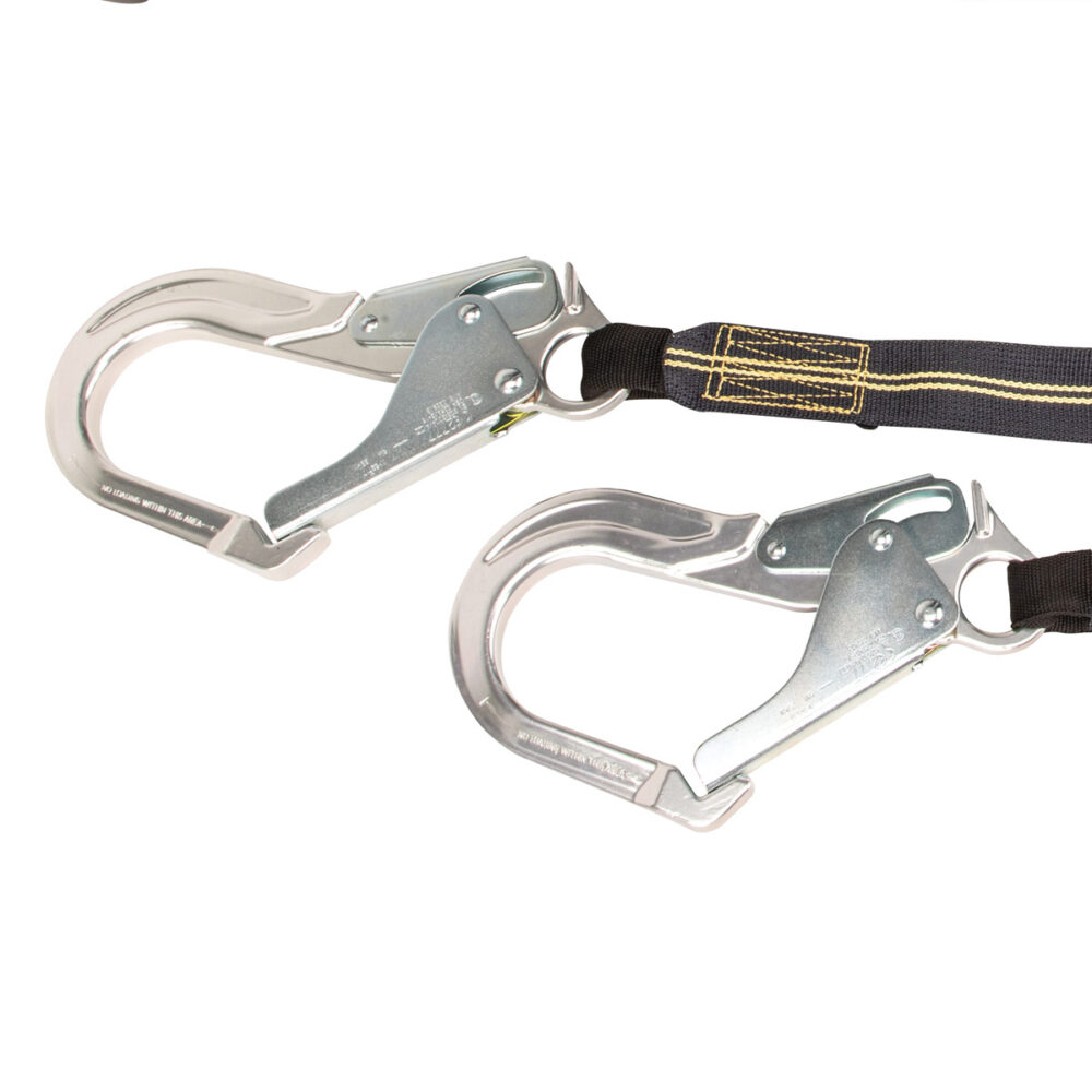 Arc Flash 6-Foot Energy Absorbing Safety Lanyard - Aramid Fiber, Dual Leg with Rebar Hooks - Fall Protection for Construction & Roofing Work