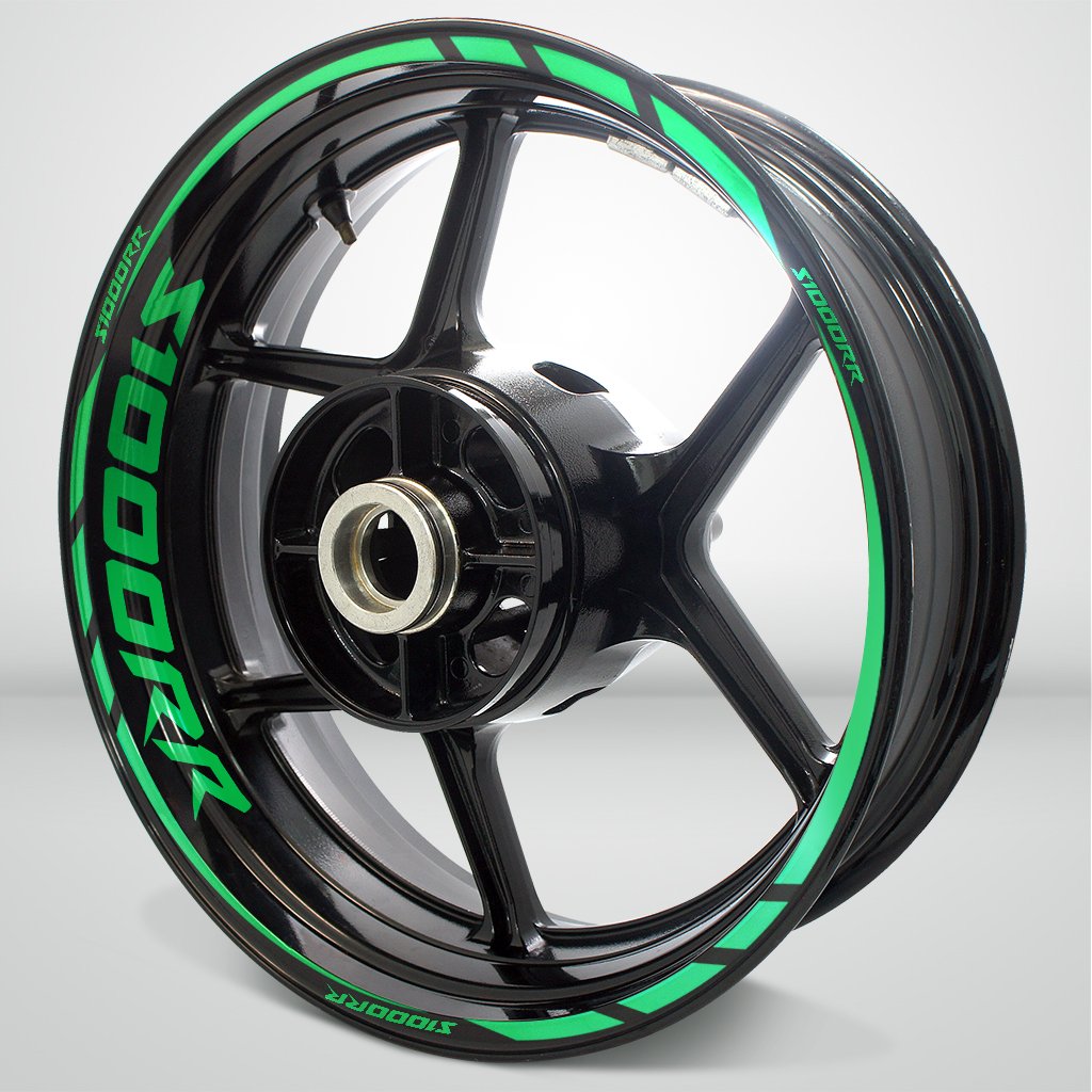 High-Visibility Reflective Green Motorcycle Rim Wheel Decal Stickers - Compatible with BMW S1000RR - Enhances Night Riding Safety & Custom Style for Street Bikes