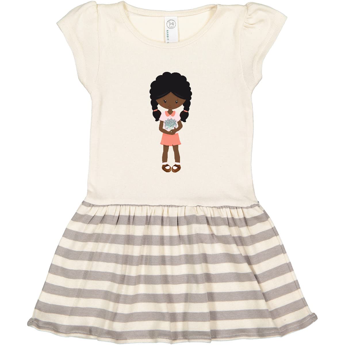 Inktastic Spring Girl African American Toddler Dress - Cute Floral Print Outfit for Girls, Perfect for Easter, Birthday & Special Occasions