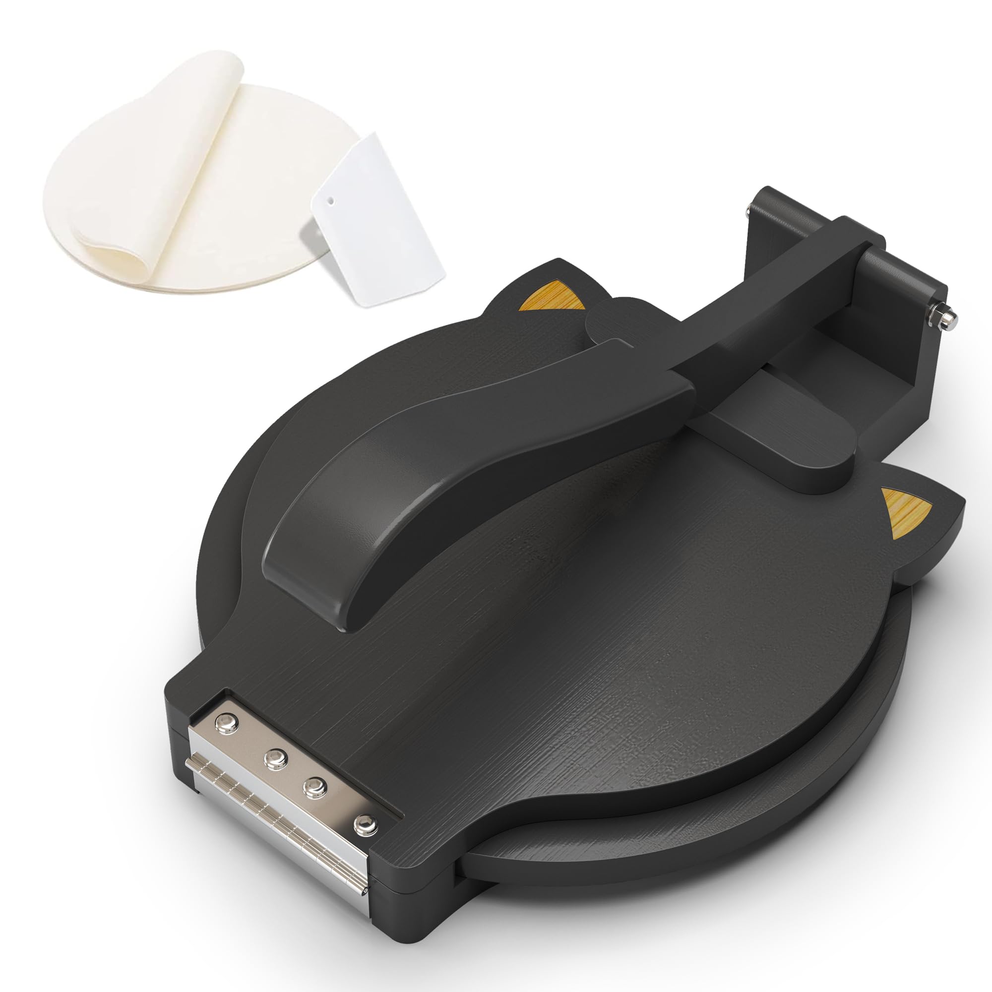 10 Inch Bamboo Tortilla Press - Durable Quesadilla & Roti Maker with Parchment Paper & Dough Cutter | Perfect for Homemade Flour & Corn Tortillas, Wooden Tortillera for Authentic Mexican & Indian Cooking | Ideal for Home Baking, Taco Nights & Roti Making