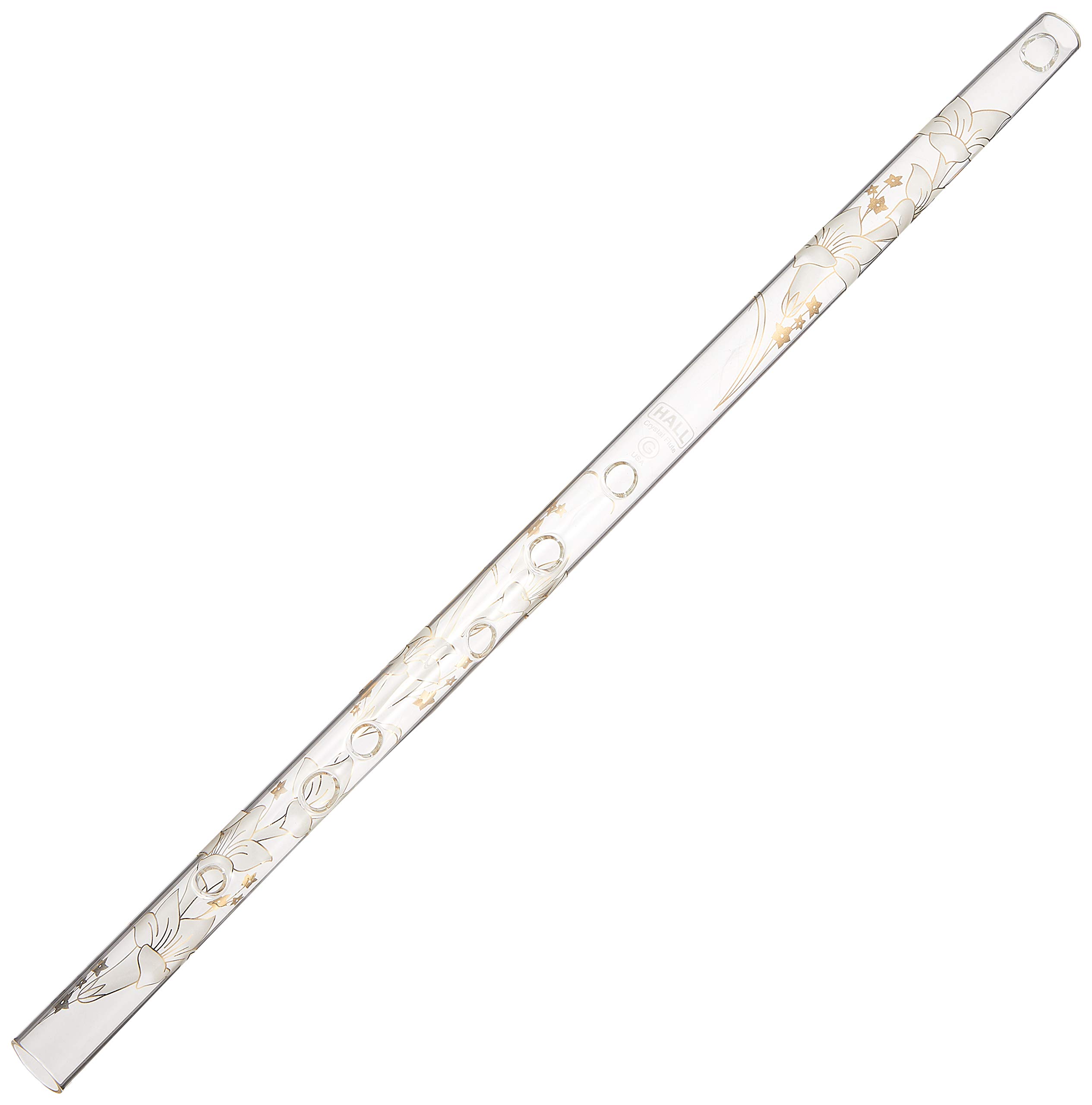 Hall Crystal Flute 21701 - Premium Offset Glass Flute in G Key - White Lily Design for Wedding, Party & Special Occasions