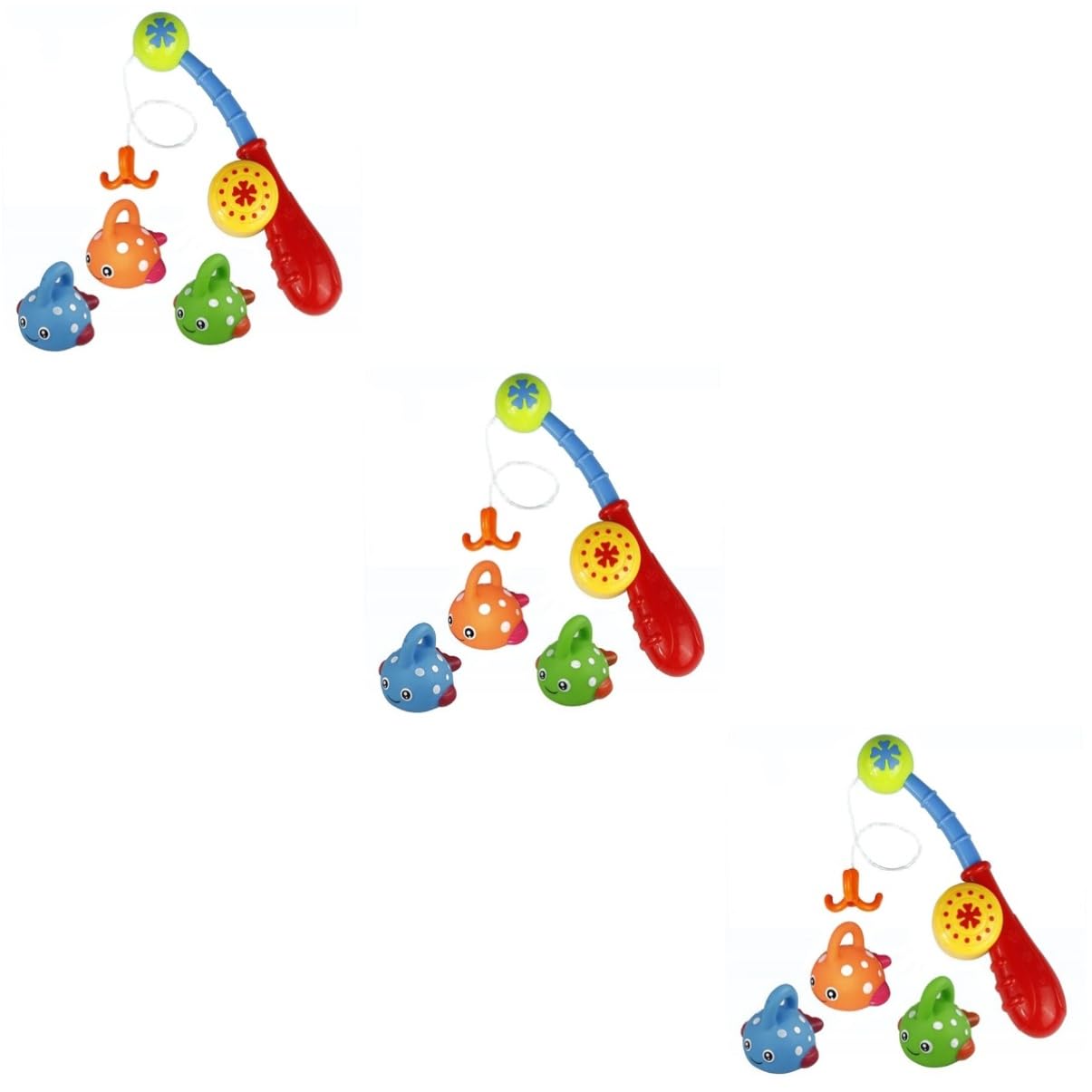 TOYANDONA 3 Pack Rubber Fish Fishing Rod Toy Set - Educational Bath Toys for Kids, Fun Outdoor & Indoor Water Play Activity - Perfect for Pool, Beach, Bathtime and Birthday Gifts