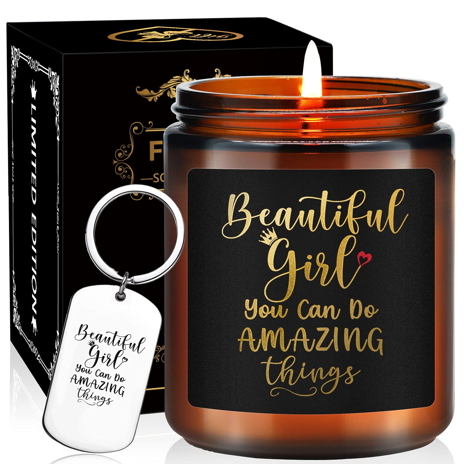 Fufandi Lavender Scented Candles for Women - Inspirational Gifts for Her - Birthday Gifts for Wife, Sister, Daughter - Perfect for Relaxation & Home Decor