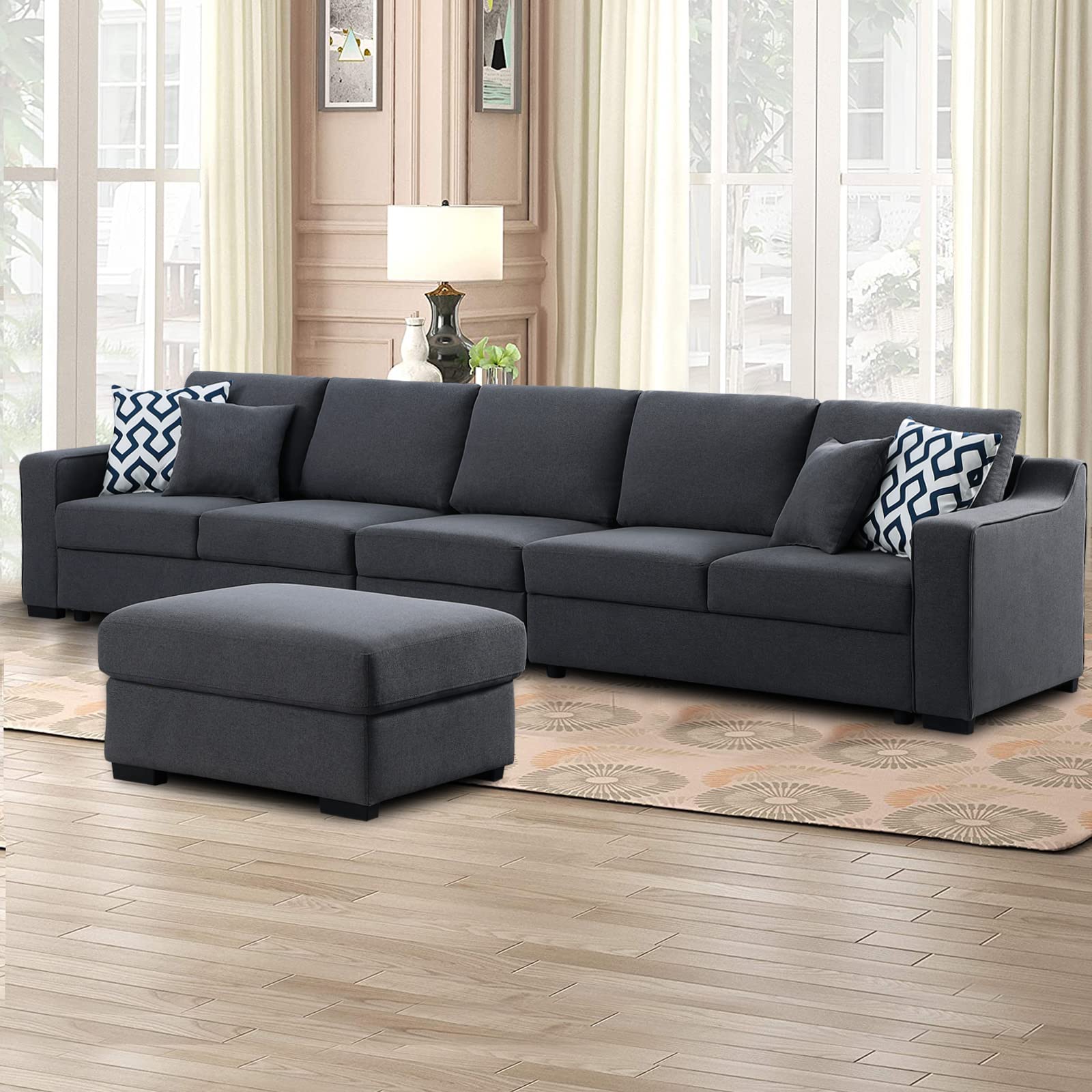 **Asunflower Modular Sectional Sofa Middle Piece - Extra Armless Fabric Couch for Customizable Living Room Set, Deep Grey - Perfect for Small Spaces, Apartments & Cozy Home Decor**