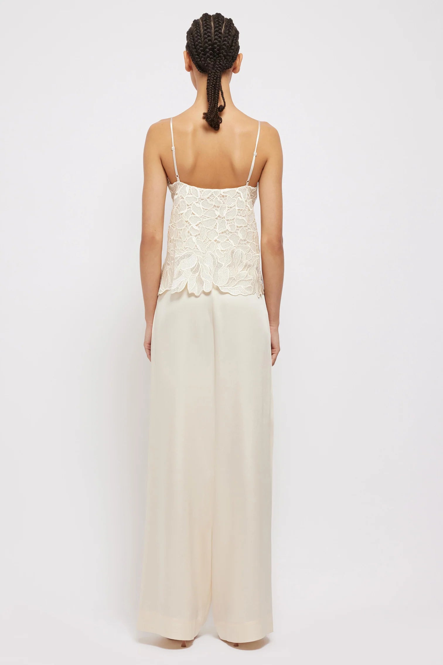 Eliana Cami Ivory Lace Trim Sleeveless Top - Elegant Women's Blouse for Casual Wear, Date Night & Special Occasions