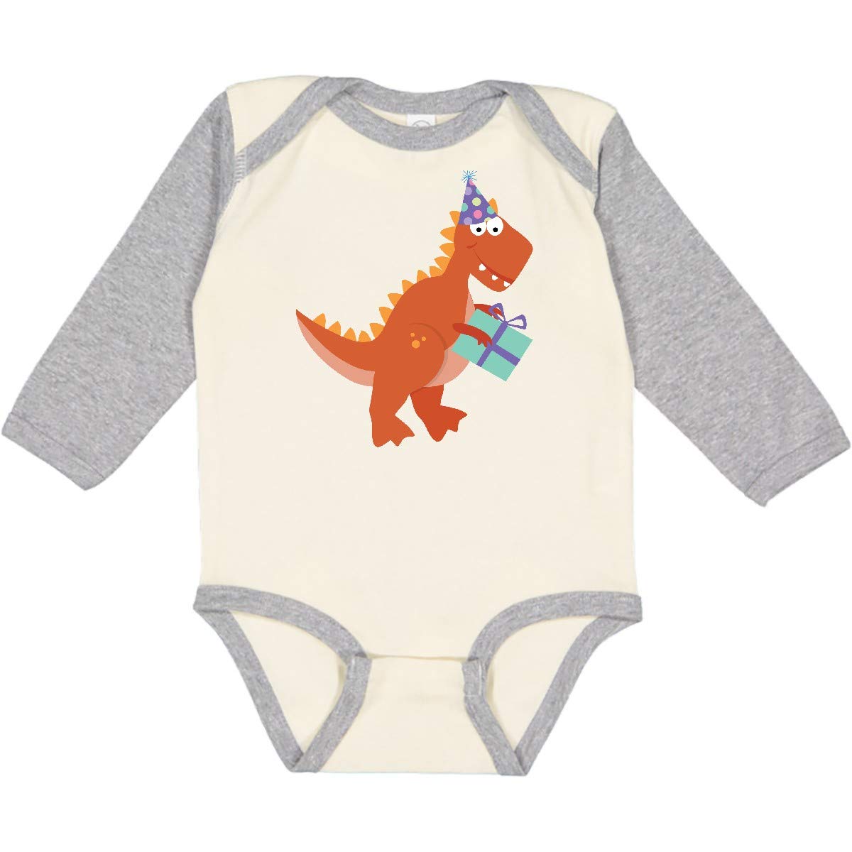 Inktastic Dinosaur Birthday Long Sleeve Creeper - Cute Dino Themed Baby Bodysuit for Boys & Girls | Perfect for Birthday Parties, Photo Shoots & Everyday Wear