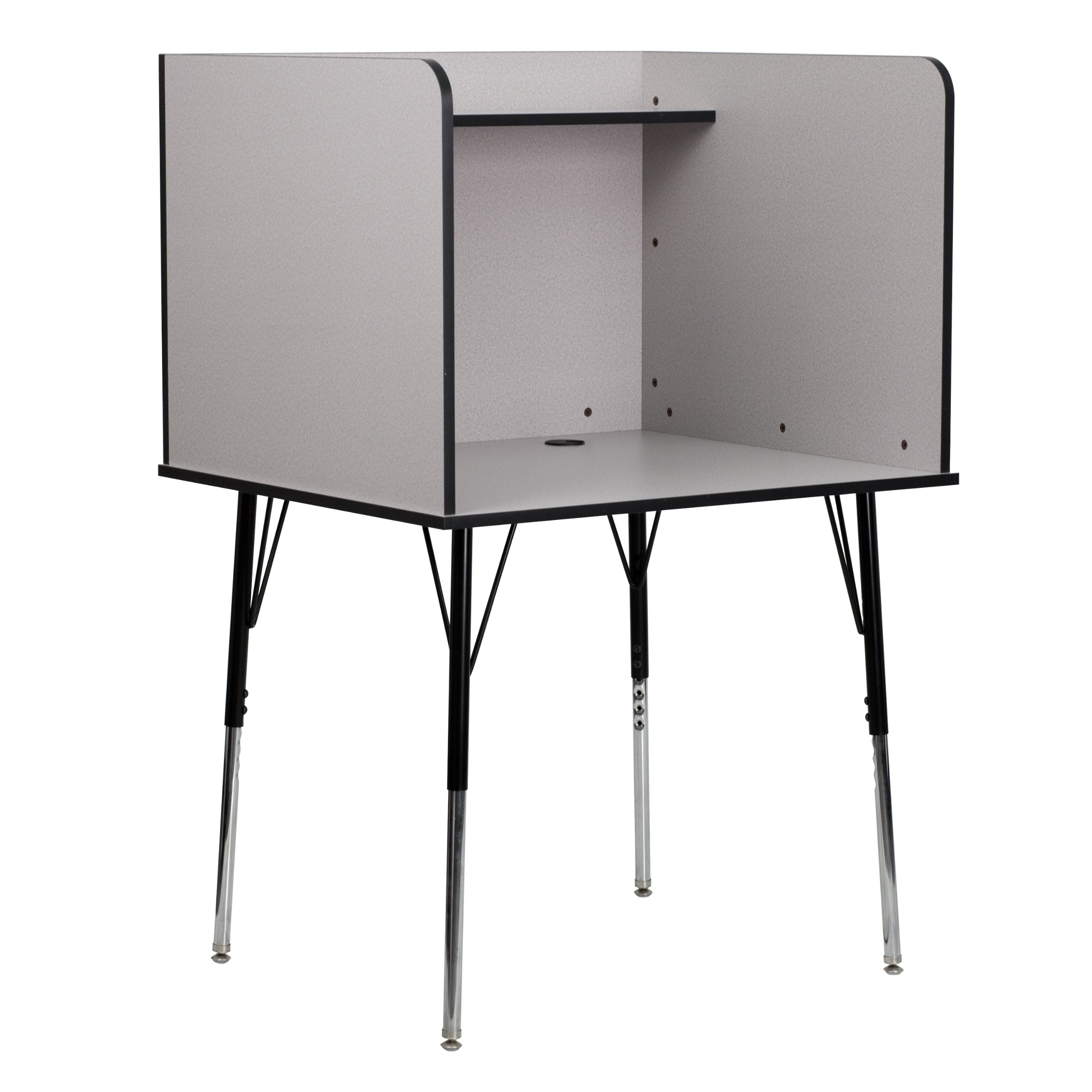 EMMA + OLIVER Adjustable Height Study Carrel Desk - Nebula Grey Finish for Home Office, Library & Quiet Workspace