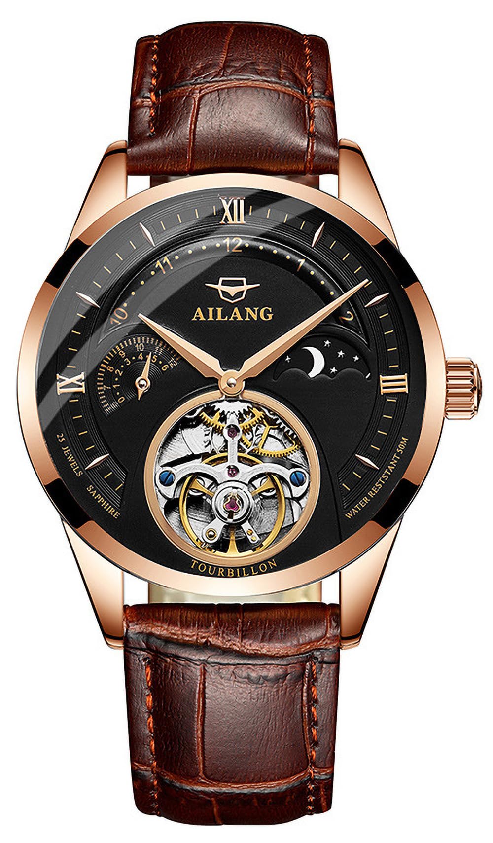 Ailang Men's Automatic Skeleton Mechanical Watch - Luxury Stainless Steel Timepiece for Business, Formal & Casual Wear