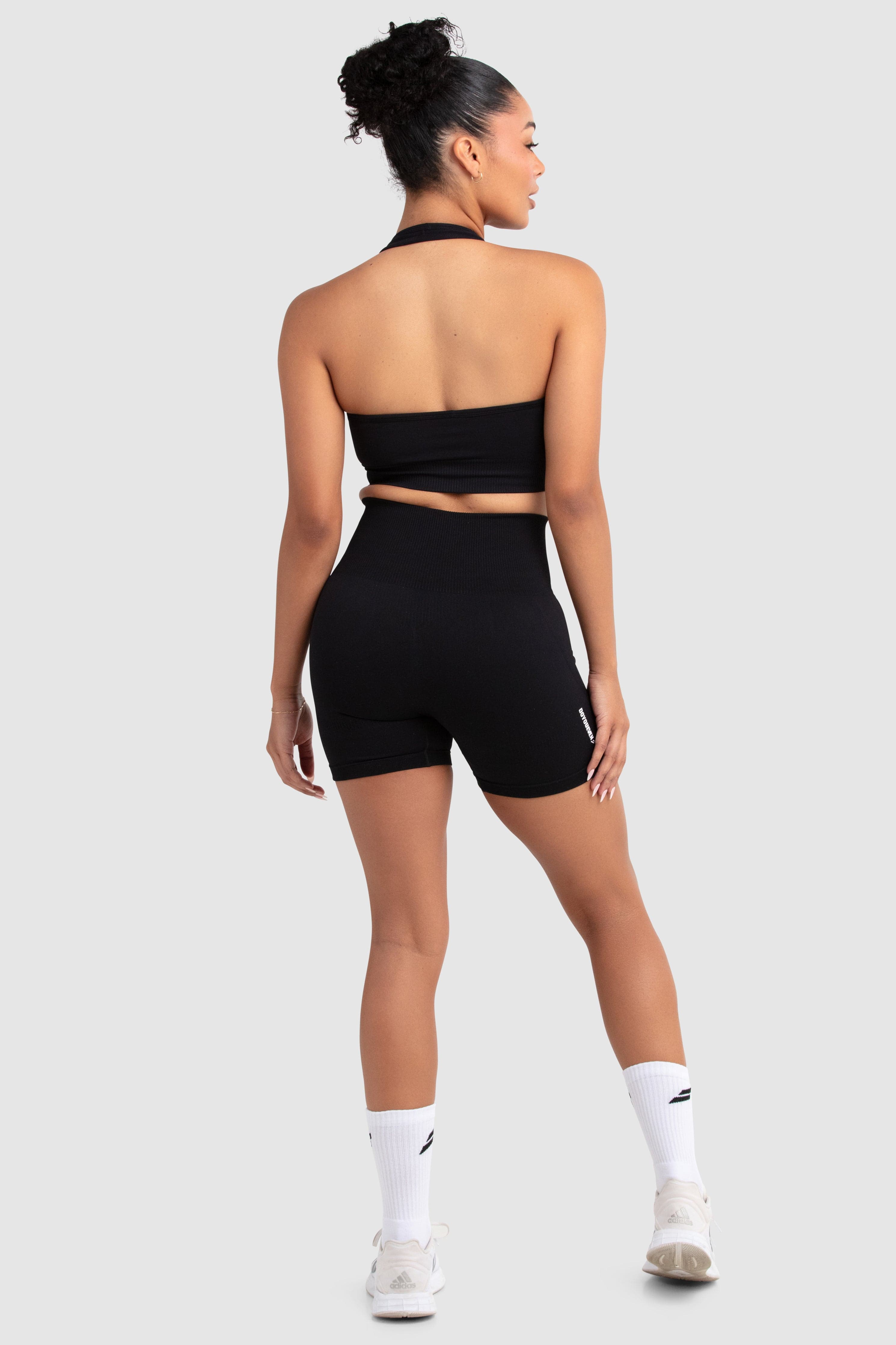 Hyperflex 2 Halter Neck Crop Top - Jet Black Women's Workout Shirt for Yoga, Gym & Running