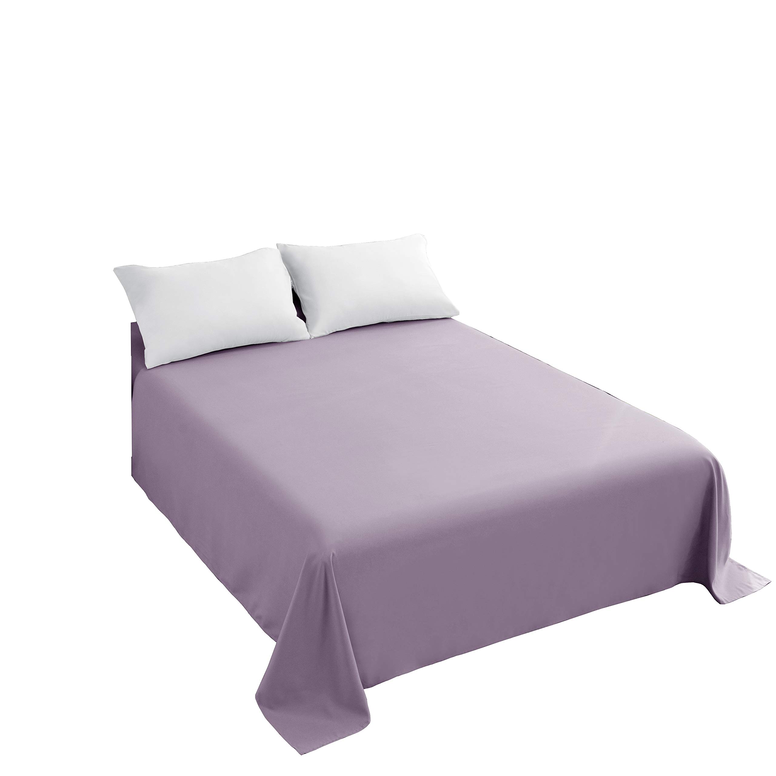 800 Thread Count Full Size Cotton Flat Sheet - Soft & Breathable Top Bed Sheet, 1 Piece (Lavender) for Comfortable Sleep & Bedroom Decor