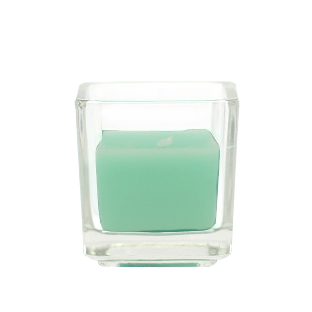 96-Piece Square Glass Votive Candle Holders Set - Aqua Blue for Wedding, Party, Home Decor & Table Centerpieces