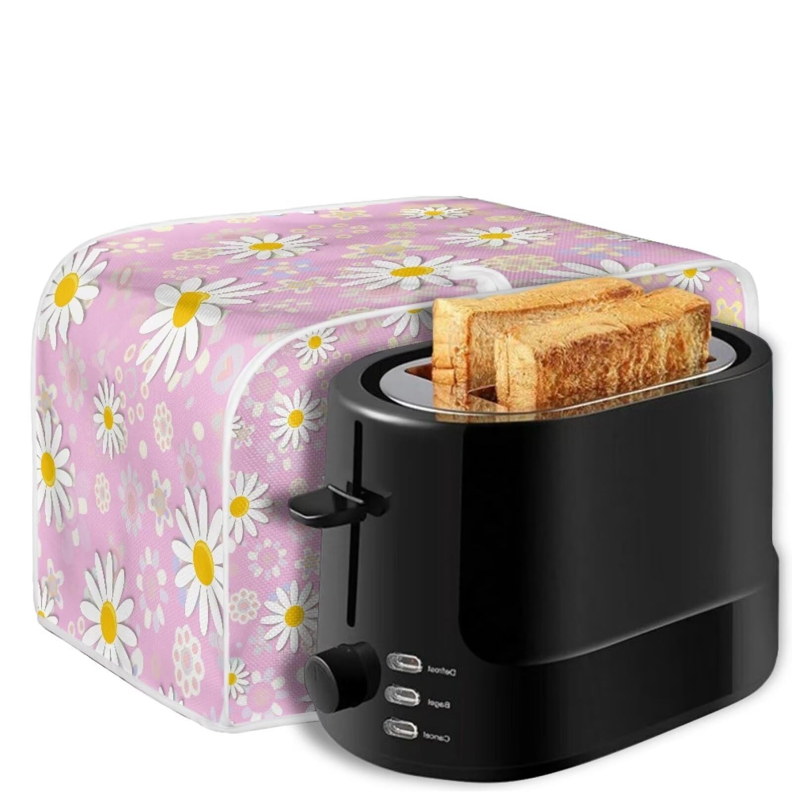 Daisy Print 4-Slice Bread Maker Cover - Anti-Dust & Fingerproof Toaster Cover for Kitchen Appliances - Washable Oven Decorative Accessory - Perfect for Home Baking & Kitchen Organization