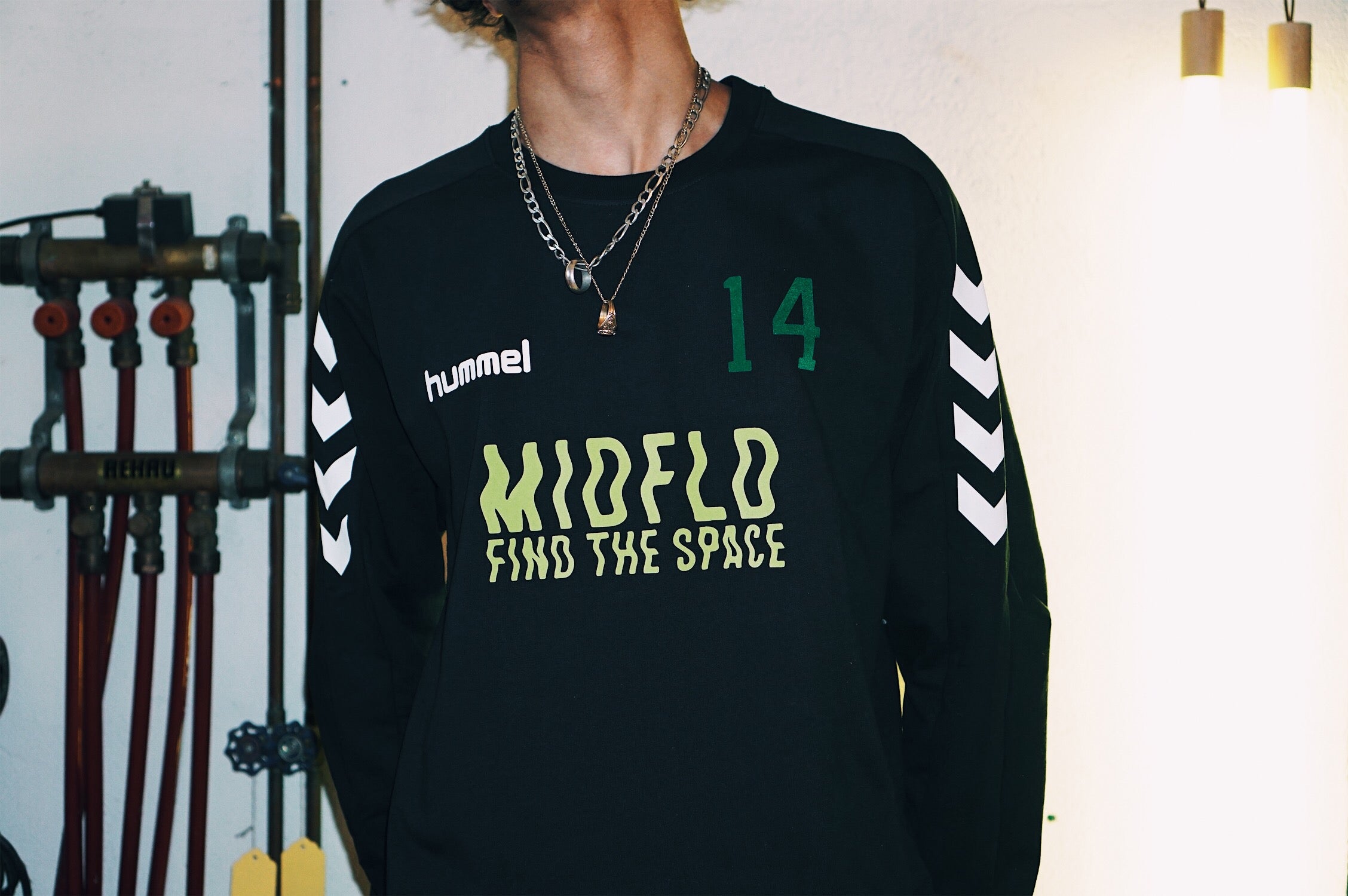MIDFLD x Hummel Attack in Waves Crewneck Training Top - Men's Athletic Performance Shirt for Gym, Running & Casual Wear