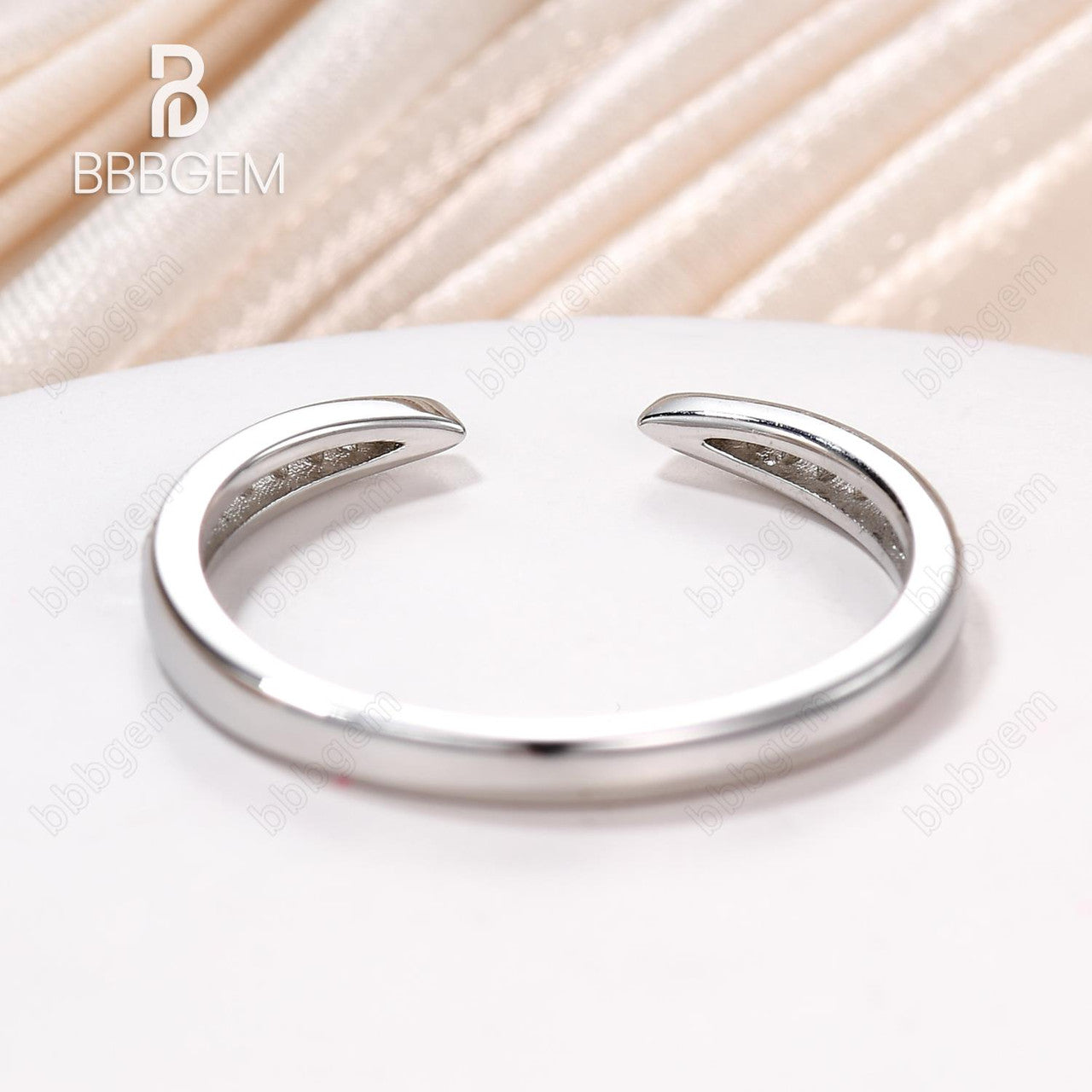 14K White Gold Moissanite Wedding Ring for Women - Sterling Silver Open Gap Contemporary Tapered Design | Perfect for Engagement, Anniversary & Bridal Jewelry Gifts