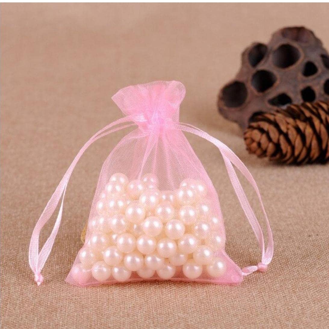 50pcs Organza Jewelry Bags - Small Drawstring Gift Pouches for Wedding Favors, Party Gifts & Candy Packaging - Elegant Mesh Sachet Bags for Jewelry, Rings, Candies & Bridal Shower Favors