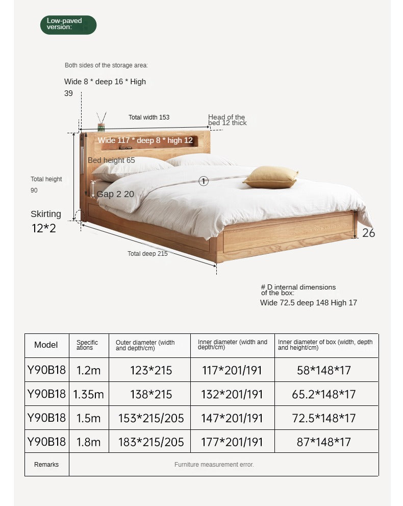 Premium Oak Solid Wood Luminous Box Bed - Durable Nightstand with Glow-in-the-Dark Features for Bedroom, Guest Room, and Kids Room Decor