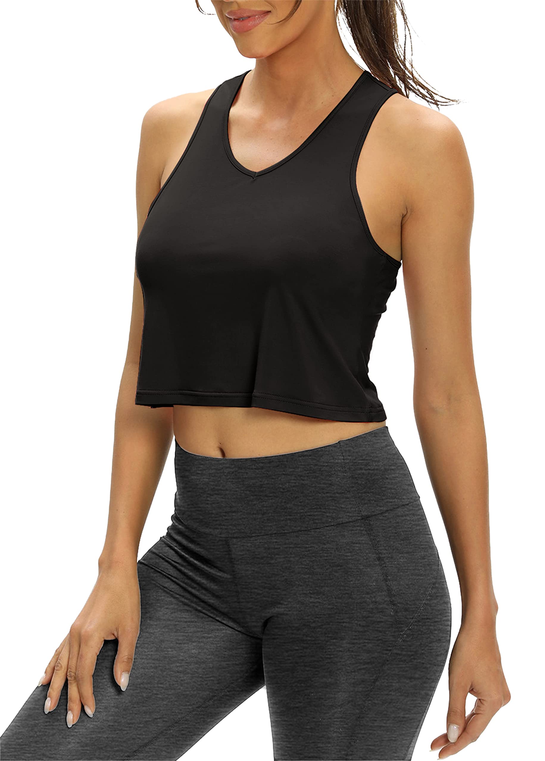 Bestisun Sexy Workout Crop Tops - Women's Athletic Yoga Muscle Tank Tops for Gym, Running & Fitness - Breathable Exercise Clothes for Yoga, Pilates & Cardio Workouts
