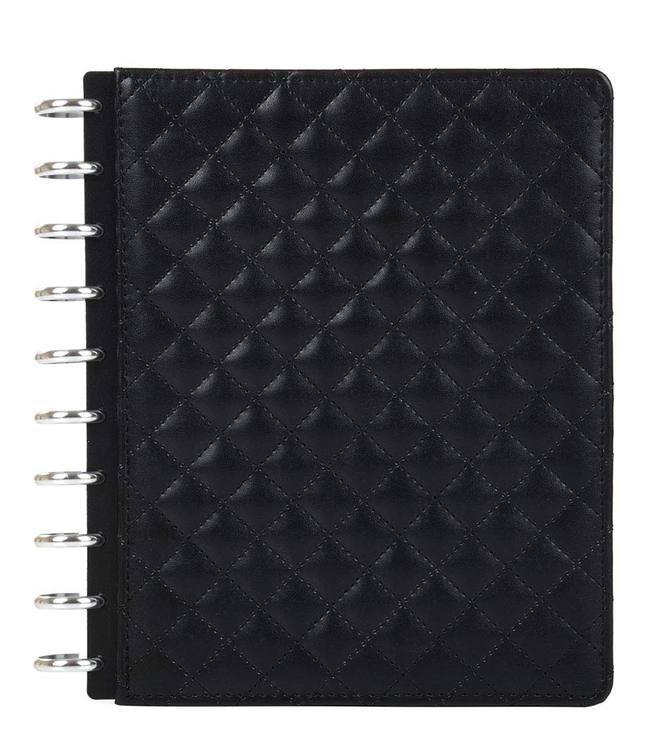Premium Talia Discbound Notebook - Black Quilted Sturdy Cover, Midsize 7.5