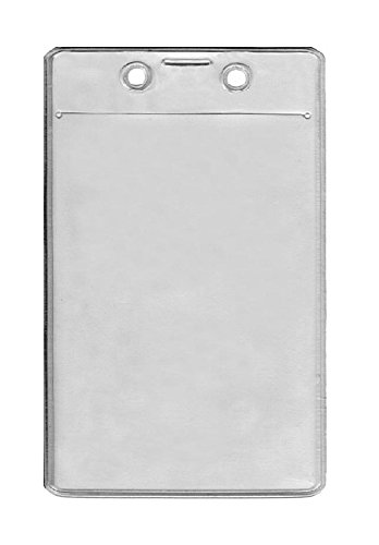 200 Pack Clear Vertical Vinyl Badge Holders with Top Slit - Fits 2 3/4