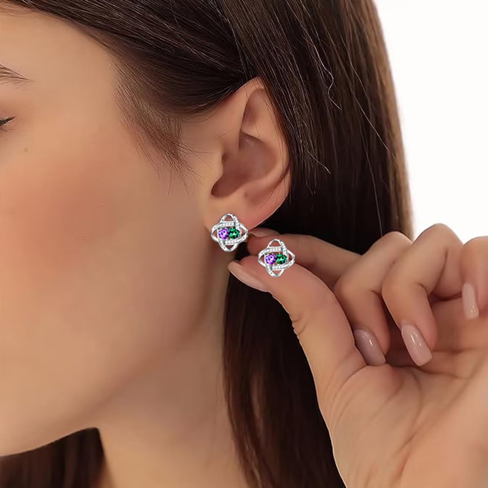 925 Sterling Silver Double Birthstone Stud Earrings for Women - Elegant Anniversary & Birthday Jewelry Gifts for Wife, Girlfriend, Mom, Daughter | Perfect for Weddings, Parties & Special Occasions