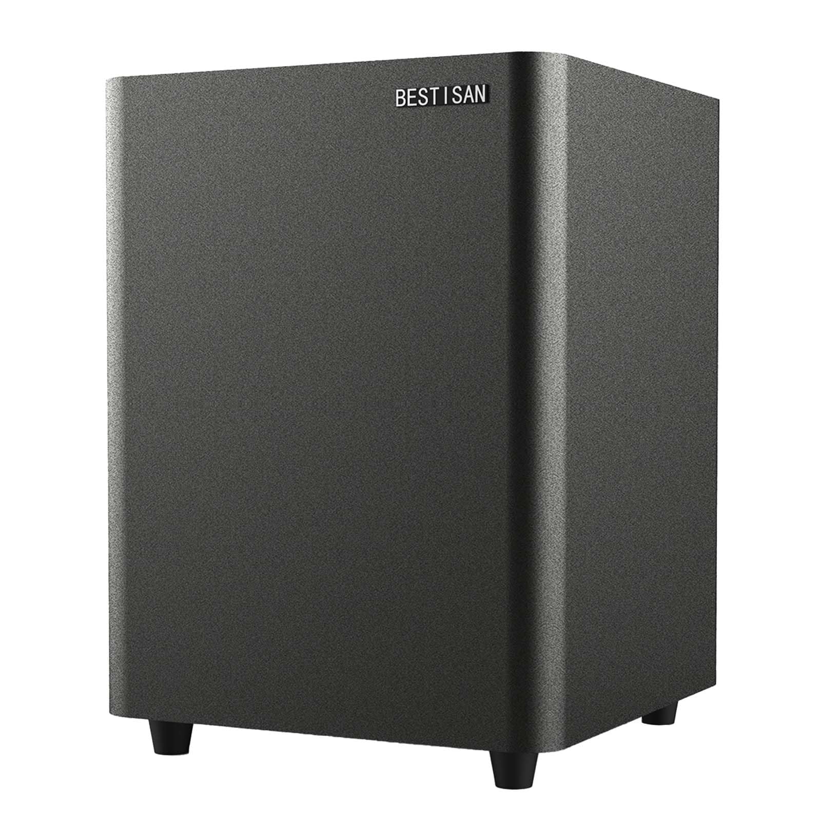 **BESTISAN Powered Subwoofer - Compact Down-Firing Deep Bass Subwoofer for Home Theater, TV & Audio Systems | Easy Setup with Included Coaxial Cable | Perfect for Movies, Music & Gaming (Black)**