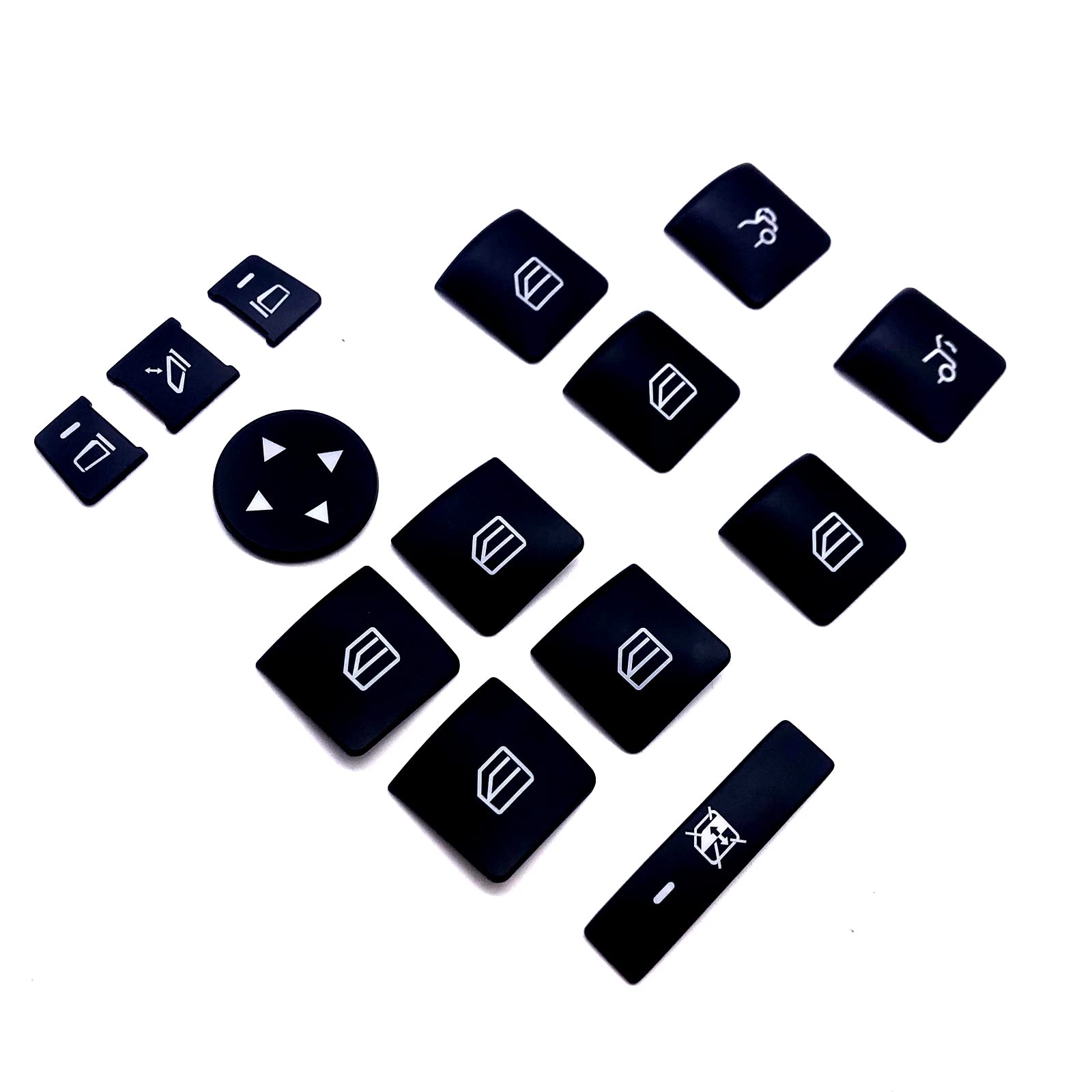 Premium Car Window Lift & Door Lock Button Cover Stickers for Mercedes Benz A/B/C/E/GLA/CLA/GLK/GL/ML/GLE Class - Enhance Interior Style & Protection (Set of 4) - Perfect for Daily Commute, Road Trips & Car Customization