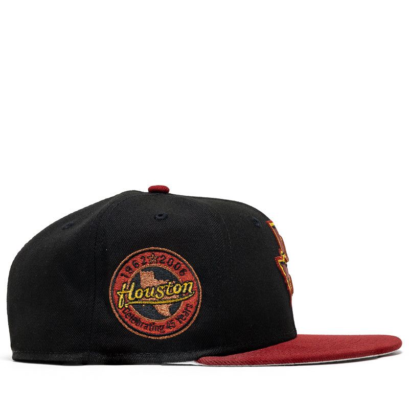 New Era x Politics Houston Astros 59FIFTY Fitted Hat - Black/Red - Official MLB Baseball Cap for Men & Women - Perfect for Games, Streetwear & Sports Fans