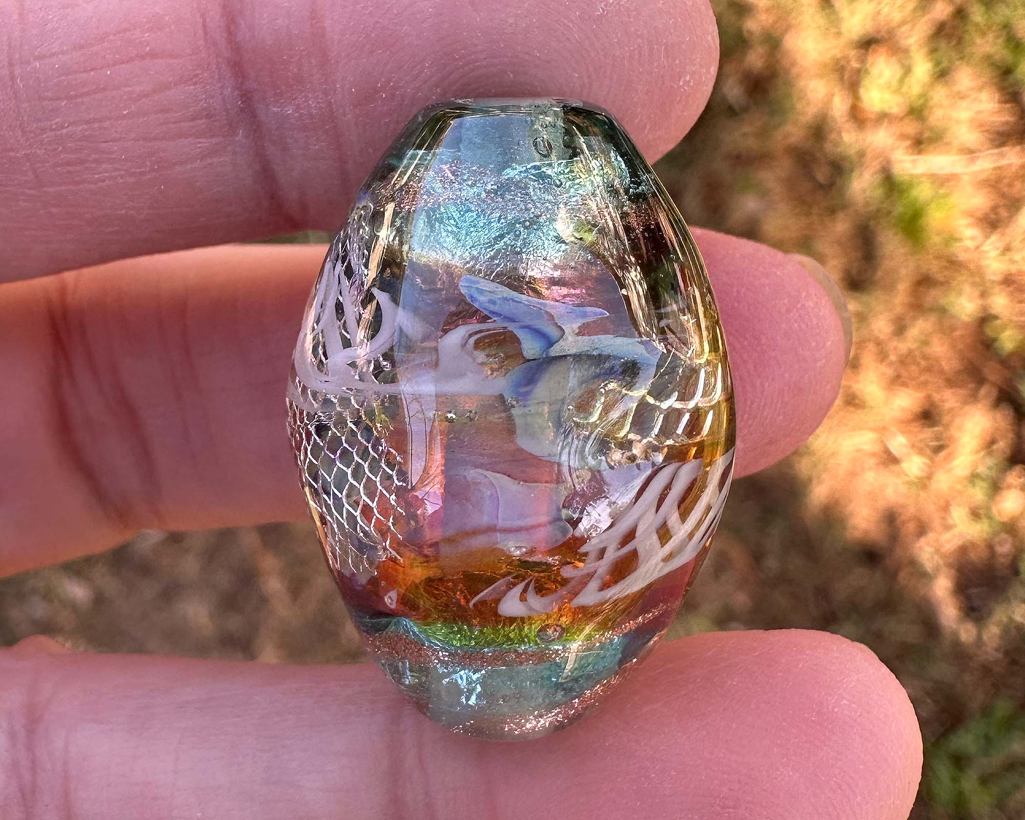 Handmade Sunset Treasure Lampwork Glass Focal Bead for Jewelry Making - Perfect for Necklaces, Bracelets & DIY Craft Projects