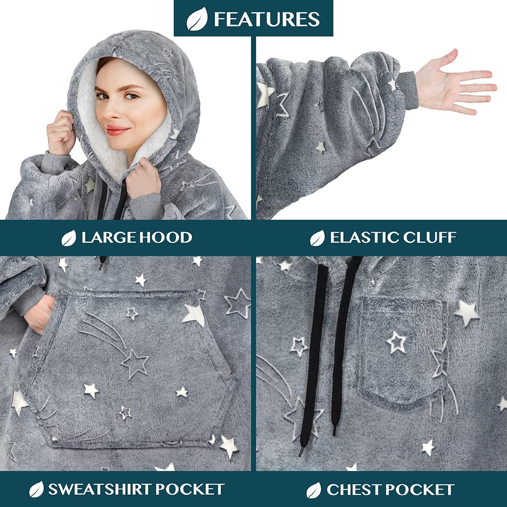 PAVILIA Women's Sherpa Wearable Blanket Hoodie - Oversized Cozy Fleece Sweatshirt Blanket with Hood for Men & Women | Perfect for Lounging, Netflix Nights & Outdoor Camping