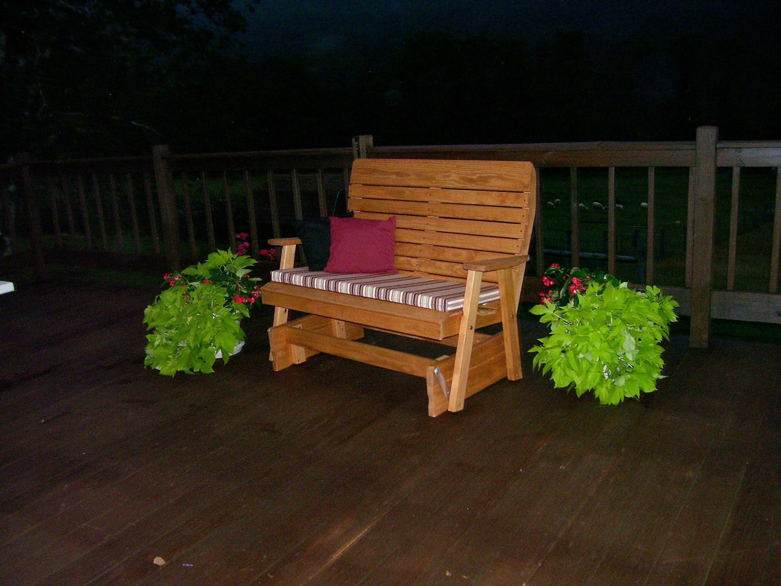 A & L Furniture Pressure Treated Pine Highback Glider - Outdoor Patio Rocking Chair for Garden, Porch, and Deck Relaxation