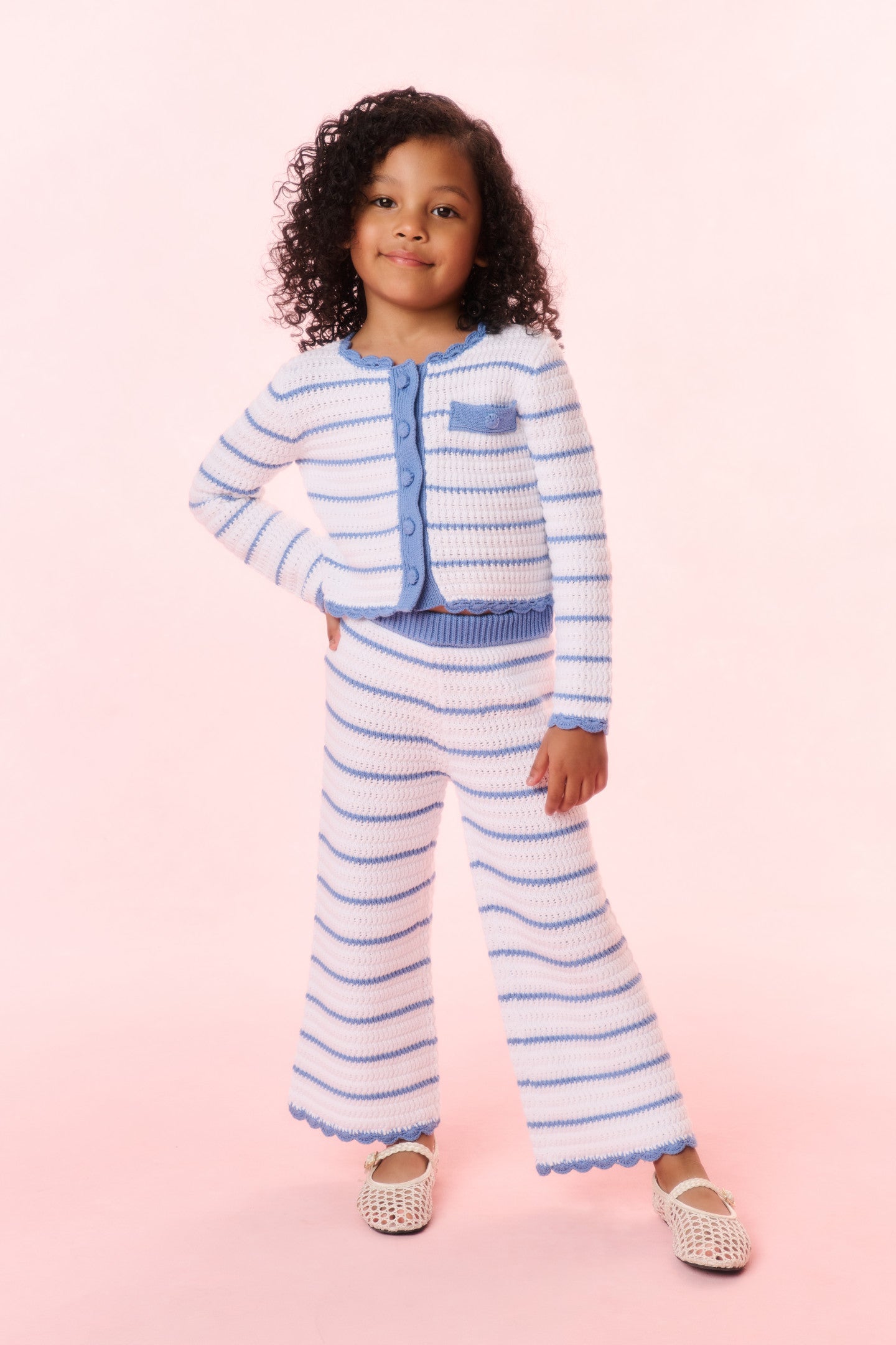 Floraine Striped Crochet Cardigan for Girls - Soft Boho Chic Knit Sweater - Perfect for Spring Outfits, Beach Cover-ups & Casual Wear