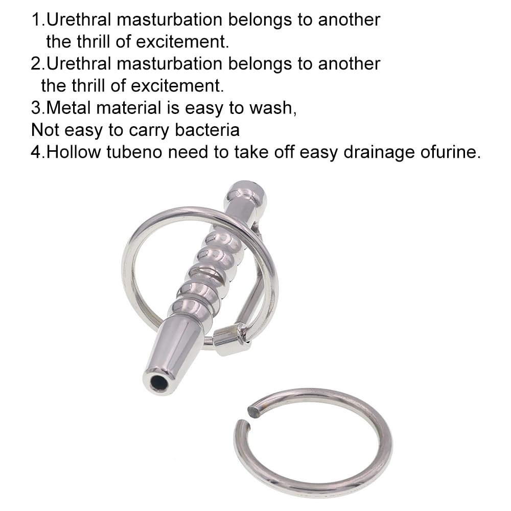 Premium Hollow Stainless Steel Urethral Sounds Penis Plug with Cock Ring - 2.83 Inch Urethral Dilator for Men | Enhance Pleasure & Stretching During Intimate Play & BDSM Scenes