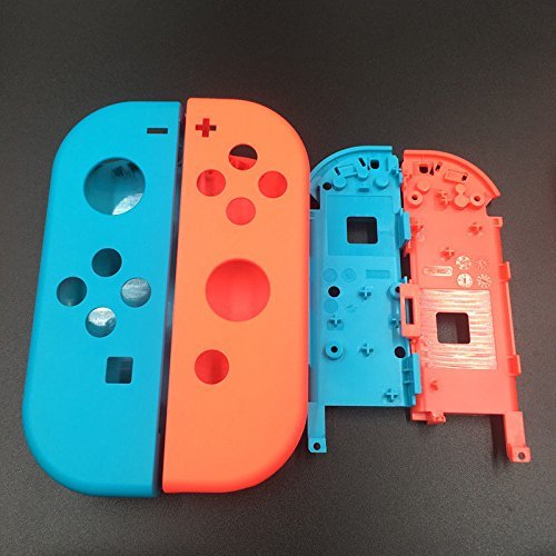 Original Nintendo Switch Joy-Con Controller Replacement Full Housing Faceplate Case Cover with Battery Middle Frame - Left Blue & Right Red - Perfect for DIY Repairs, Customization, and Enhanced Gaming Experience
