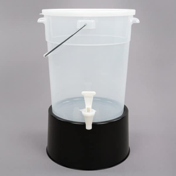 6 Gallon Round Clear Beverage Dispenser with Black Base - Candy & Snack Storage Container for Parties, Events, and Home Use - Perfect for Lemonade, Iced Tea, and Punch Serving