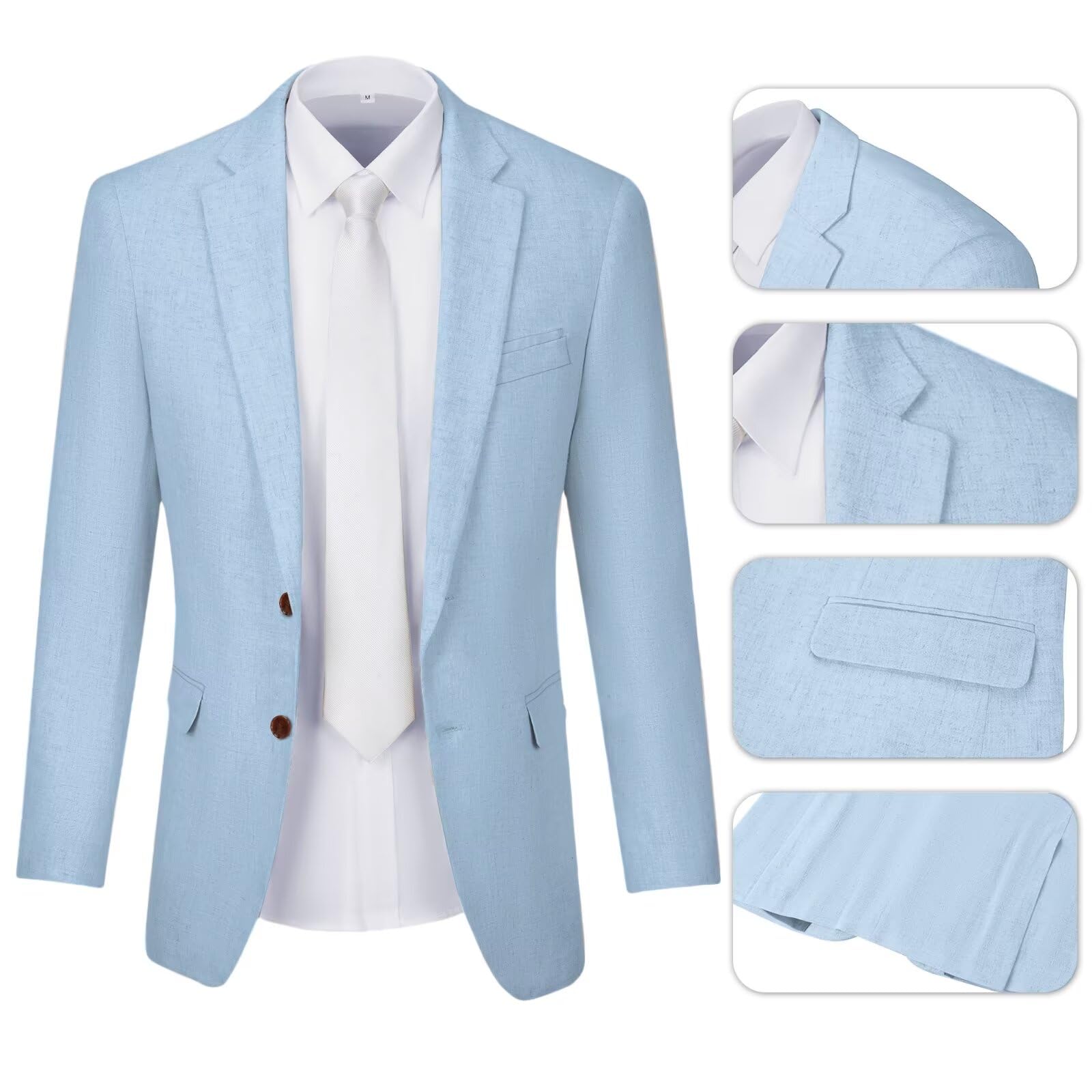Men's Linen 3-Piece Suit Set - Breathable Summer Wedding Blazer, Vest & Pants for Groomsmen, Beach Ceremonies & Prom Tuxedo Attire | Perfect for Outdoor Weddings, Tropical Events & Formal Occasions
