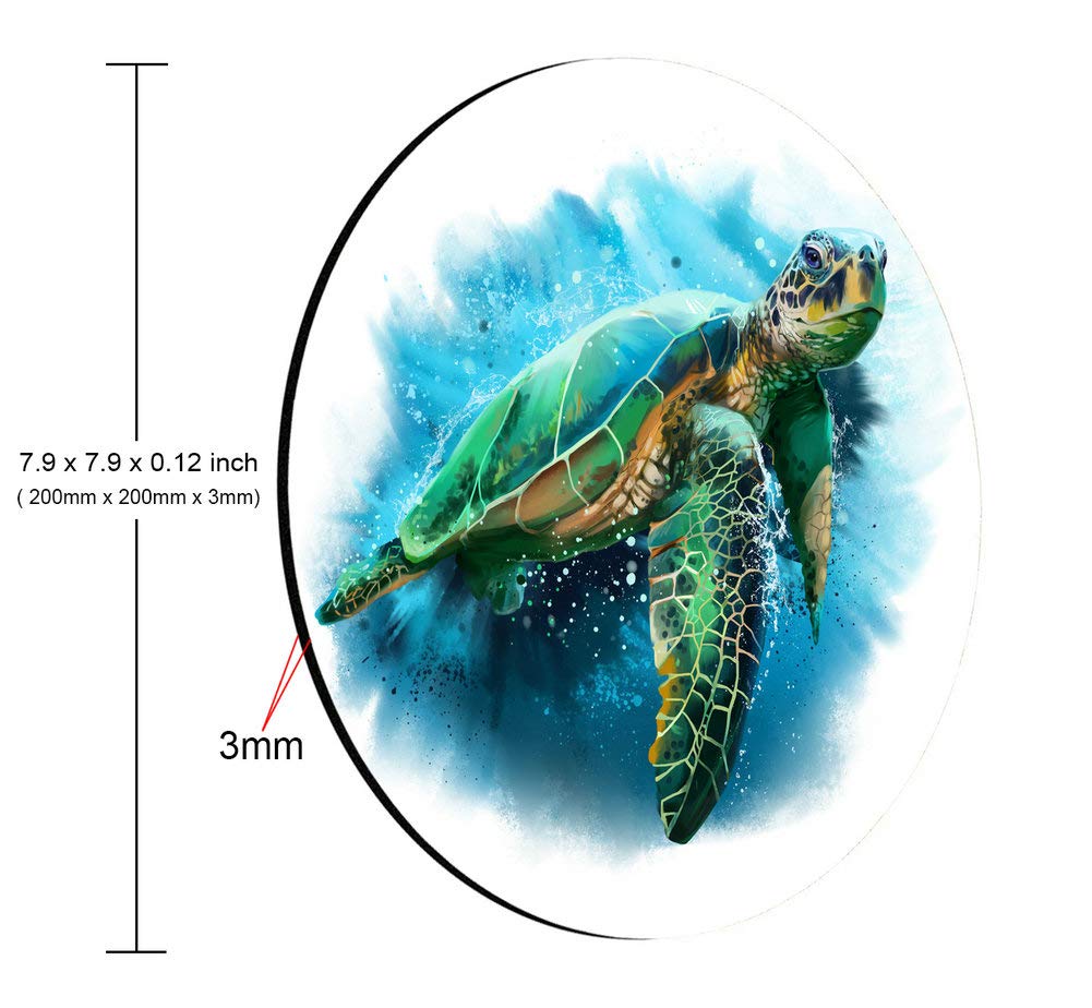 Custom Watercolor Sea Turtle Gaming Mouse Pad - Non-Slip Rubber Base, 7.9x7.9 Inches - Perfect for PC, Laptop & Office Workstations
