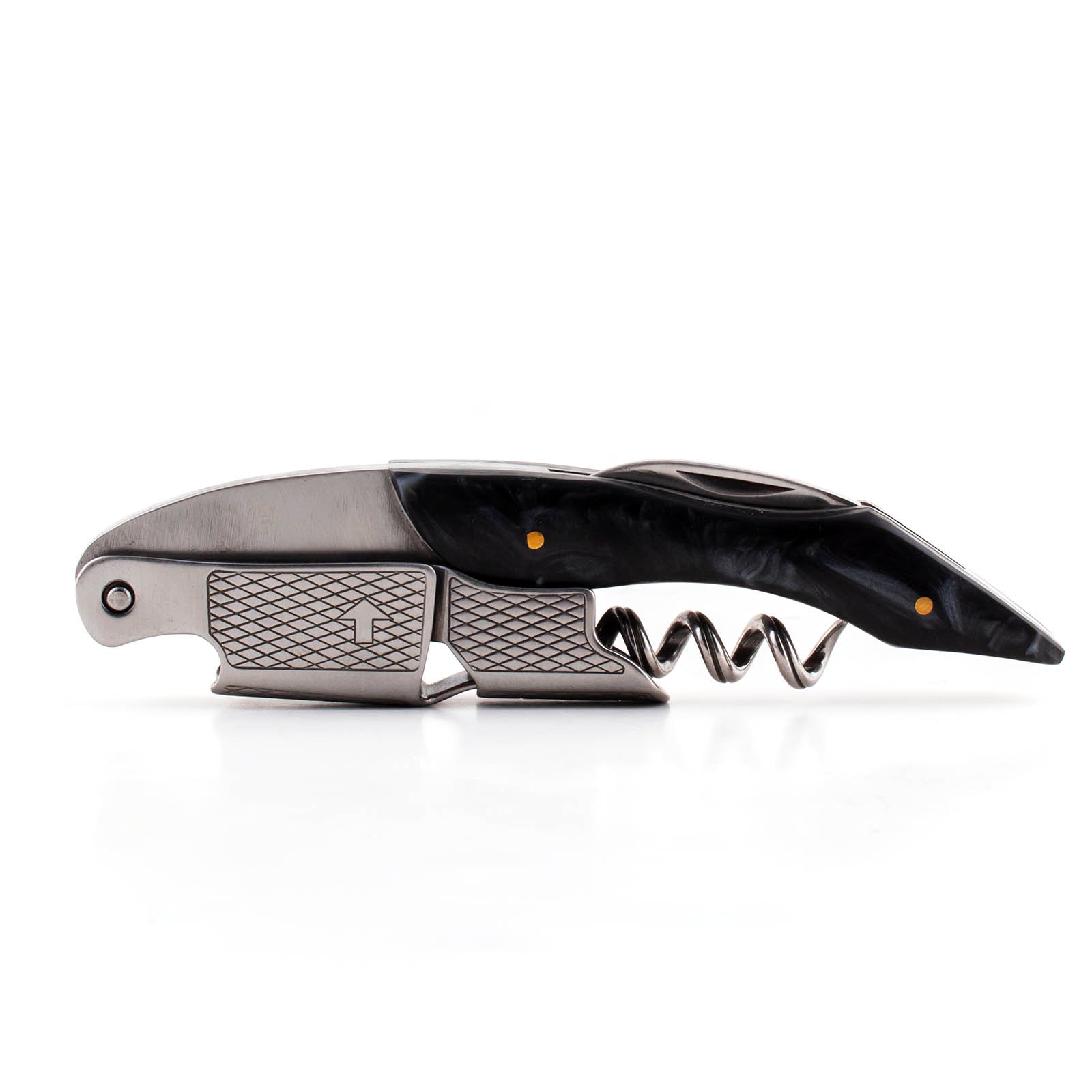 BarConic® Double Level Premium Swift Push Corkscrew - Resin & Wood Handle Wine Opener with Smooth Extraction (Black, Silver, Gold) - Perfect for Restaurants, Bars, Wine Tasting & Home Entertaining