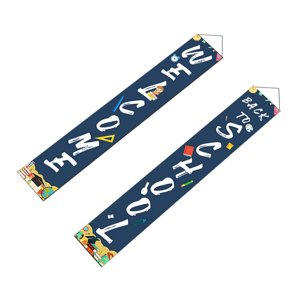 NUOBESTY 1 Pair Welcome Back to School Banner - First Day Classroom Decorations, Welcome Sign Curtain for School, Outdoor & Indoor Decor - Perfect for Classroom Doors, Bulletin Boards & School Events