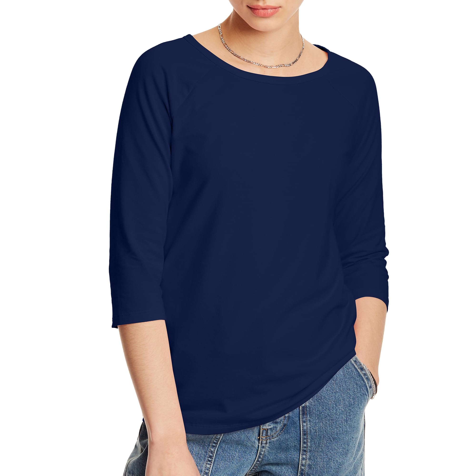 Hanes Women's Comfort Stretch Cotton T-Shirt - Soft Short Sleeve Crewneck & Raglan Tee for Casual Wear, Lounge & Everyday Outfits