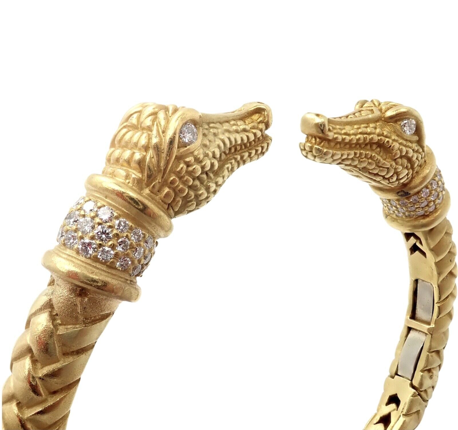 Authentic Kieselstein Cord 18k Yellow Gold Diamond Alligator Head Bracelet - Luxury Jewelry for Women, Perfect Gift for Anniversary & Special Occasions