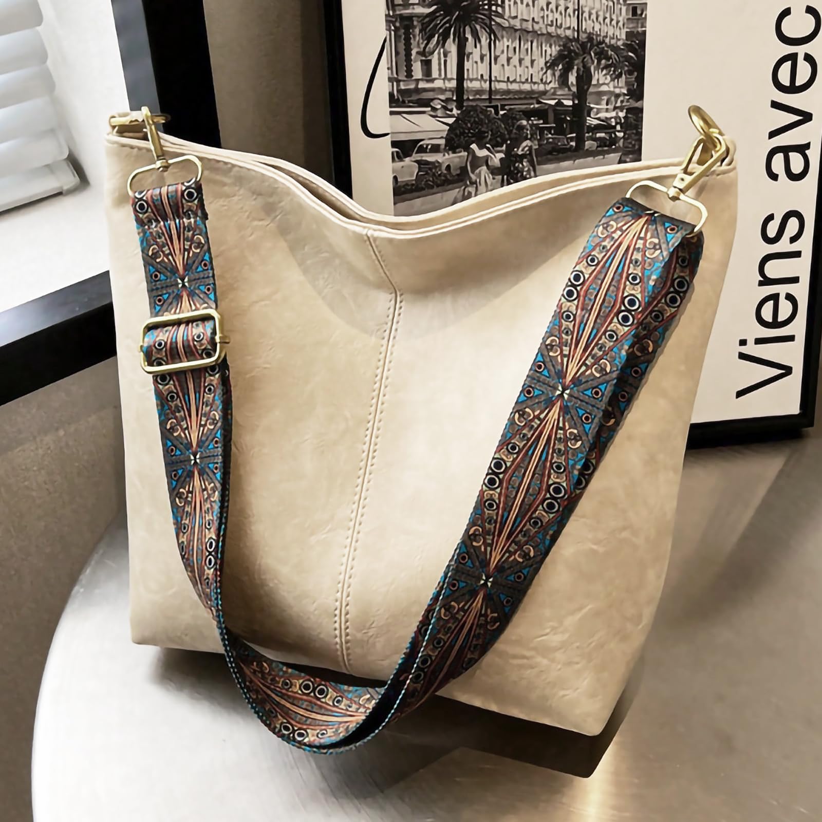 Women's Vegan Leather Hobo Crossbody Bag - Boho Purse for Daily Use