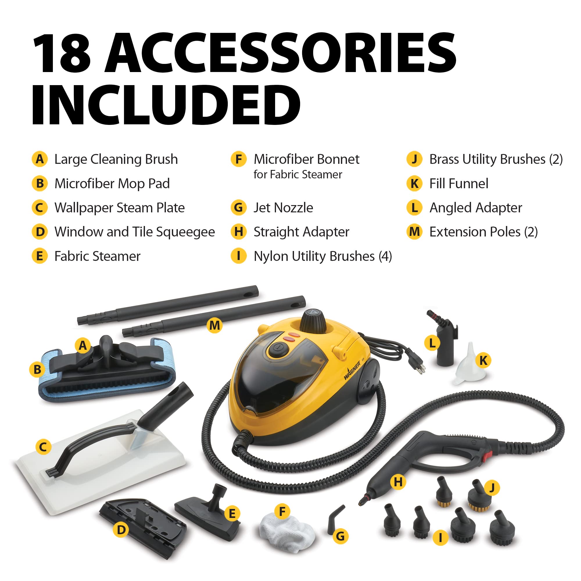 **Wagner Spraytech 915e On-Demand Steam Cleaner & Wallpaper Remover - Multipurpose Power Steamer with 18 Attachments (Including Storage Compartment) - Perfect for Floors, Tiles, Grout, and Home Deep Cleaning**