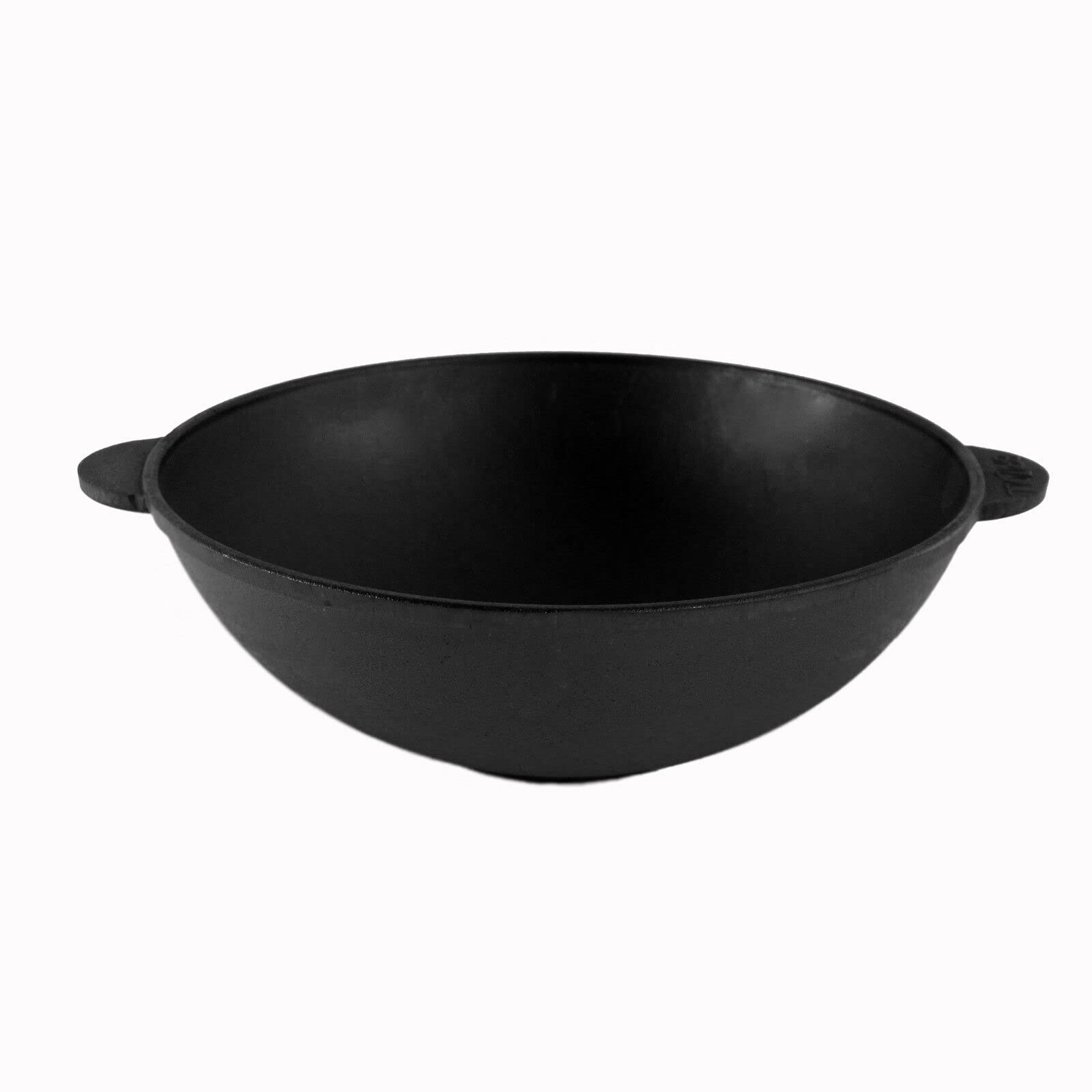 4BIG.fun 4.7L Cast Iron Wok Pan - 30cm Diameter for Stir-Frying, Deep Frying & Asian Cooking - Perfect for Home Kitchen & Outdoor Camping